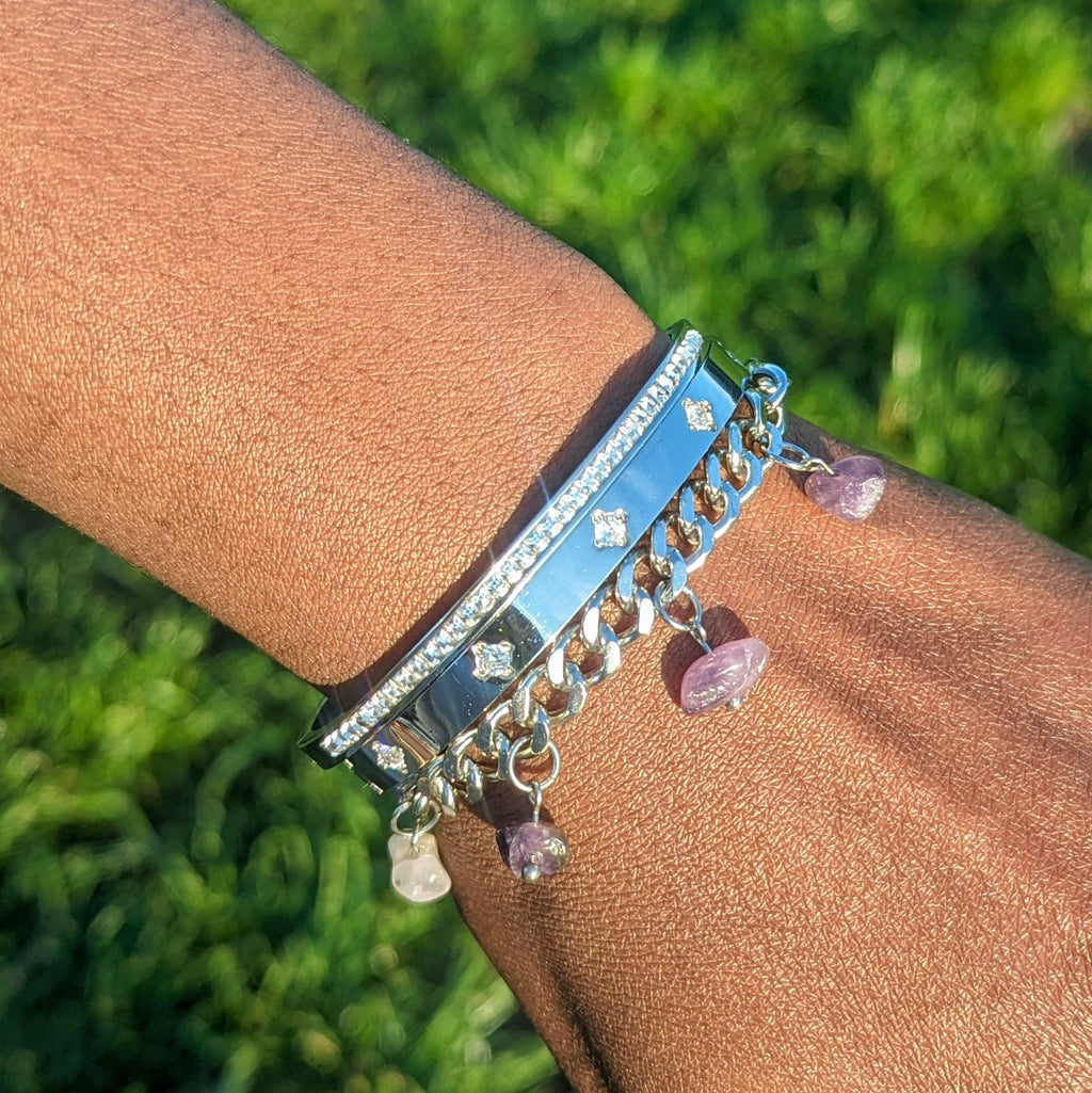 Amethyst 'Heal Me' Crystal Charm Bracelet