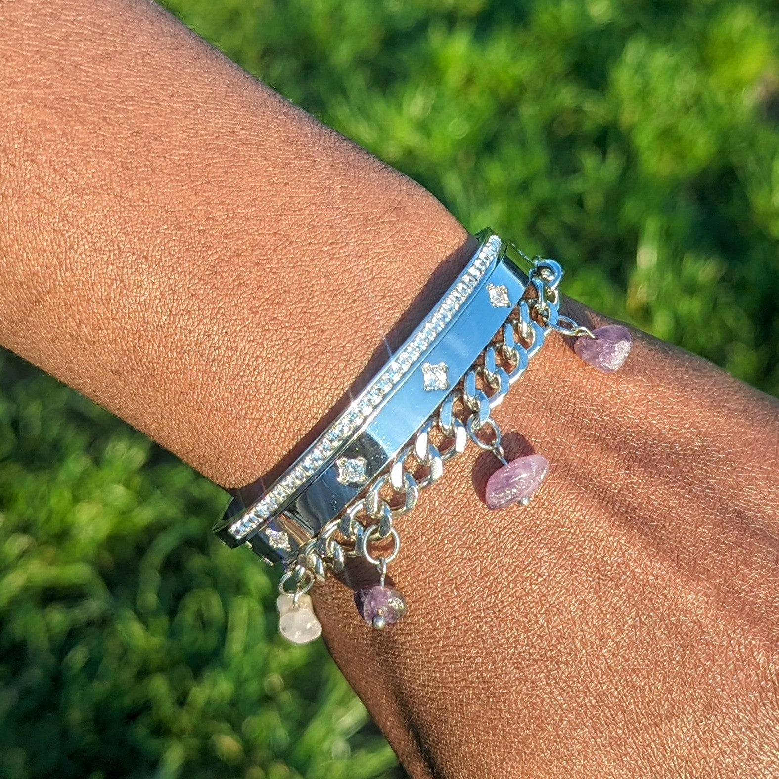 Amethyst 'Heal Me' Crystal Charm Bracelet