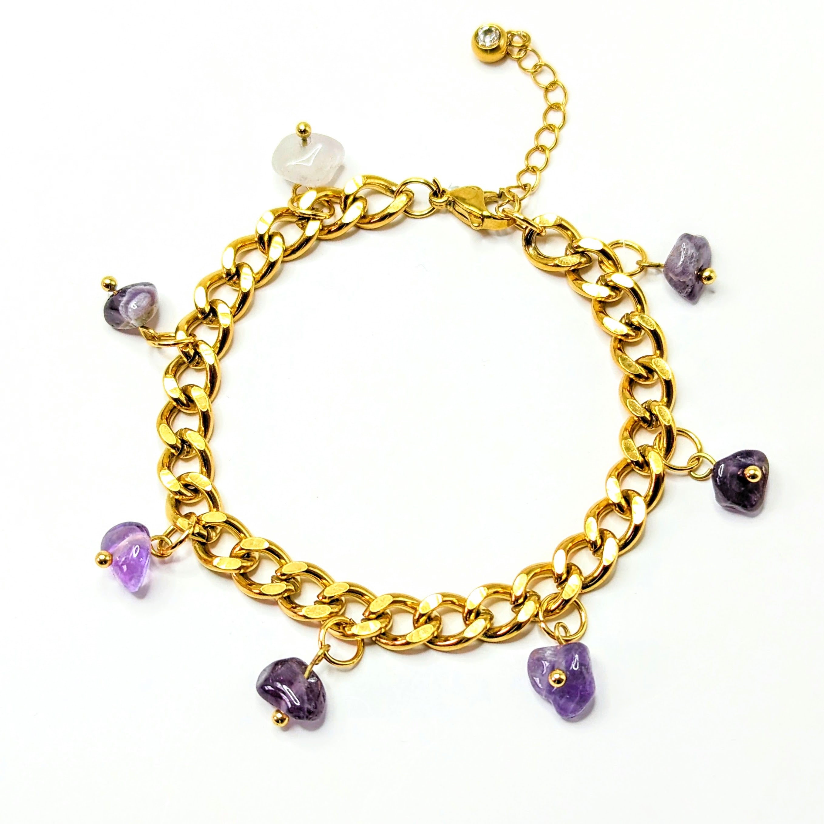 Amethyst 'Heal Me' Crystal Charm Bracelet