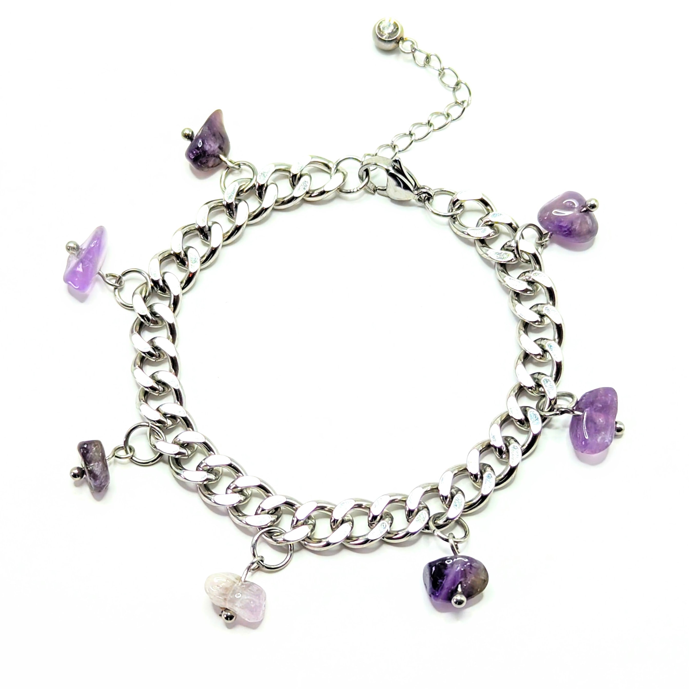 Amethyst 'Heal Me' Crystal Charm Bracelet