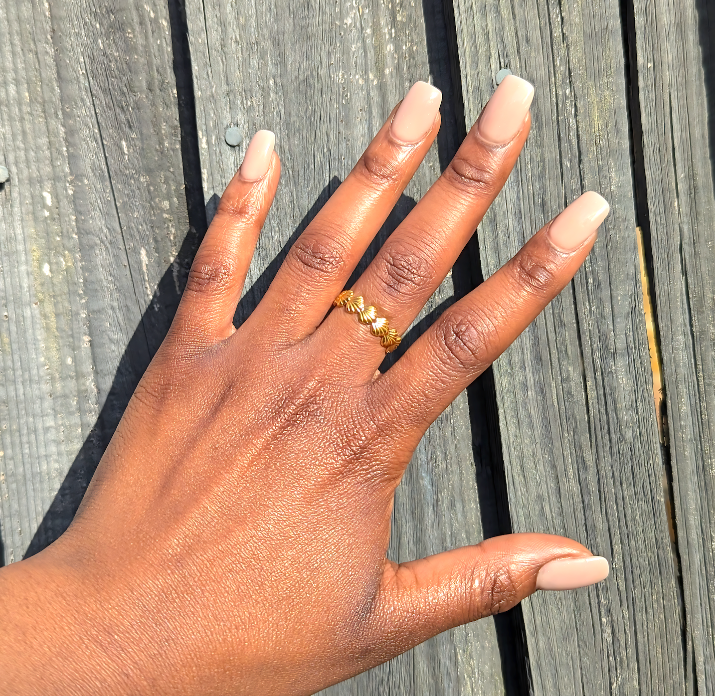 Adjustable 'Beach Please' Shell Ring