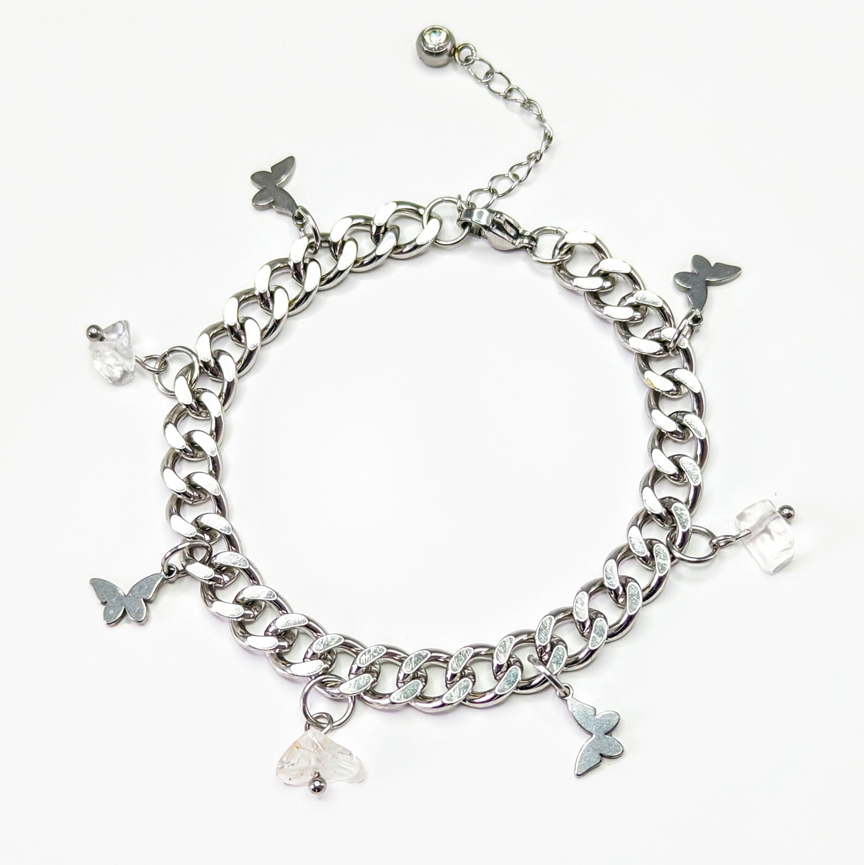 Butterfly Quartz 'Heal Me' Crystal Charm Bracelet