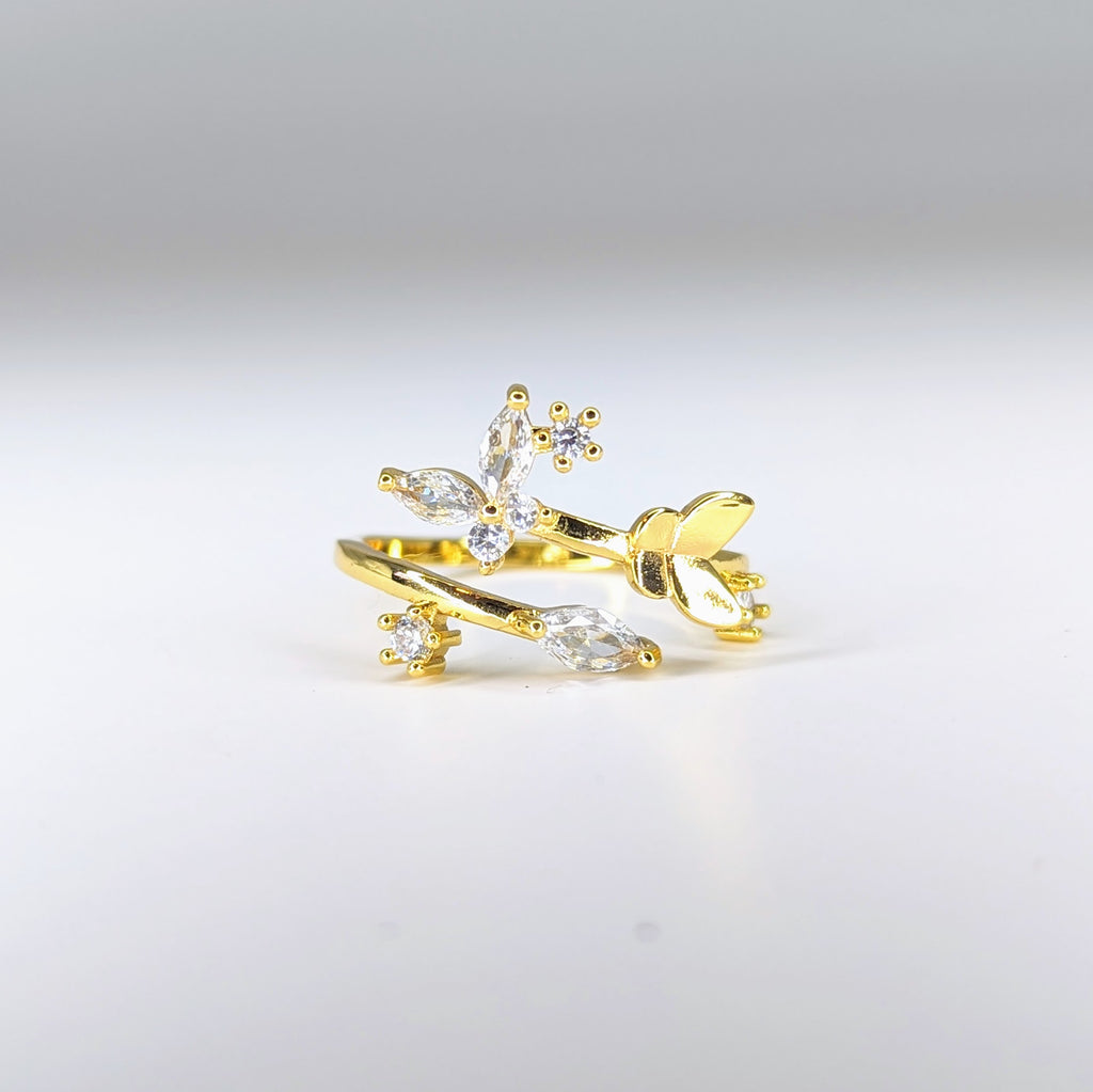 Adjustable Butterfly Crystal Ring