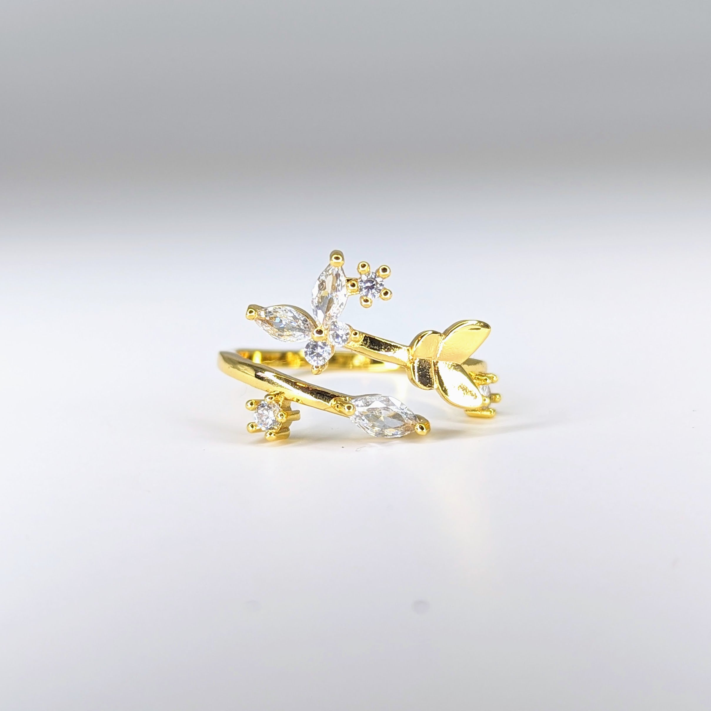 Adjustable Butterfly Crystal Ring