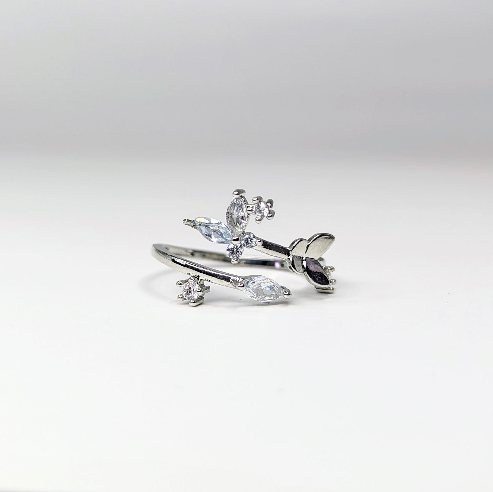 Adjustable Butterfly Crystal Ring