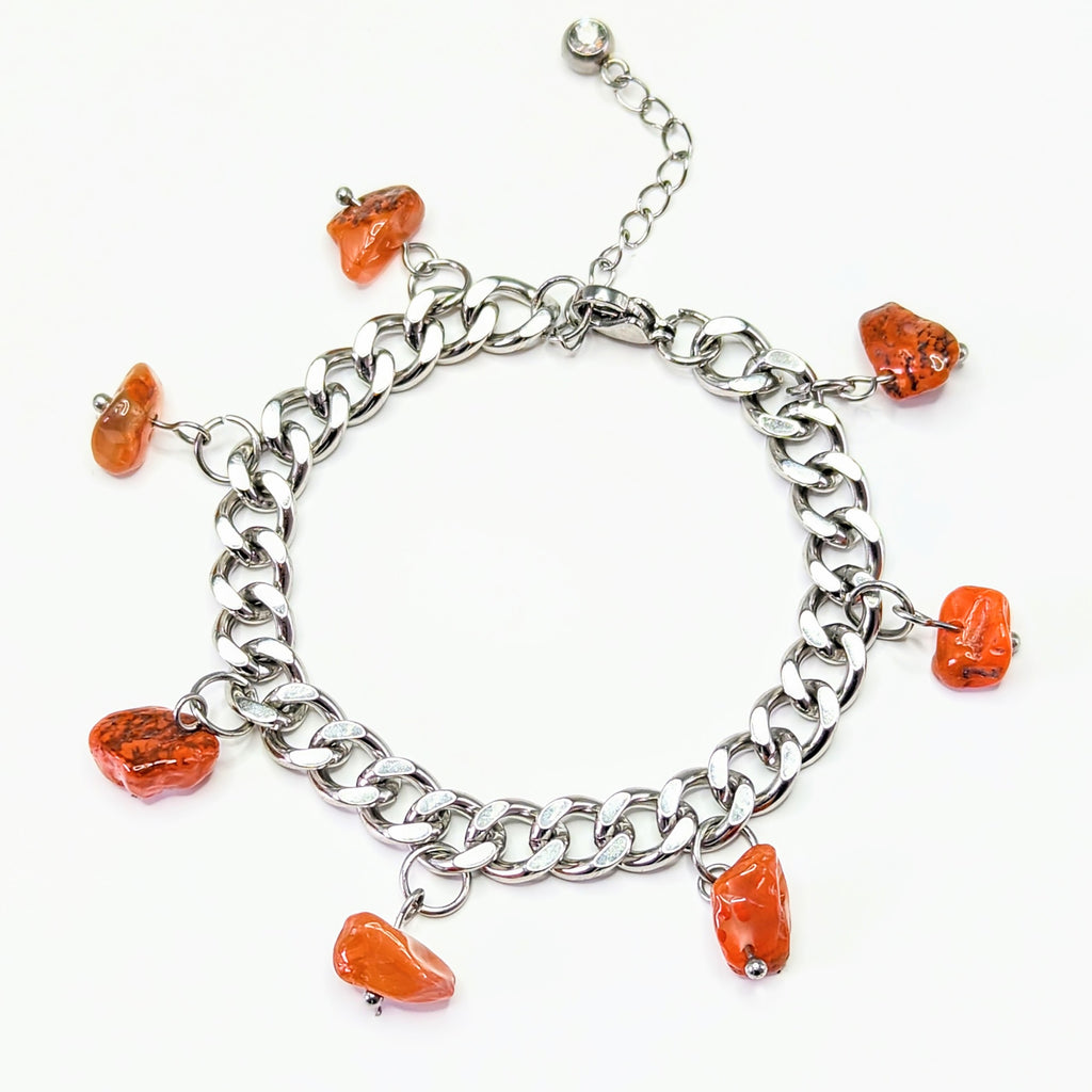 Carnelian 'Heal Me' Crystal Charm Bracelet