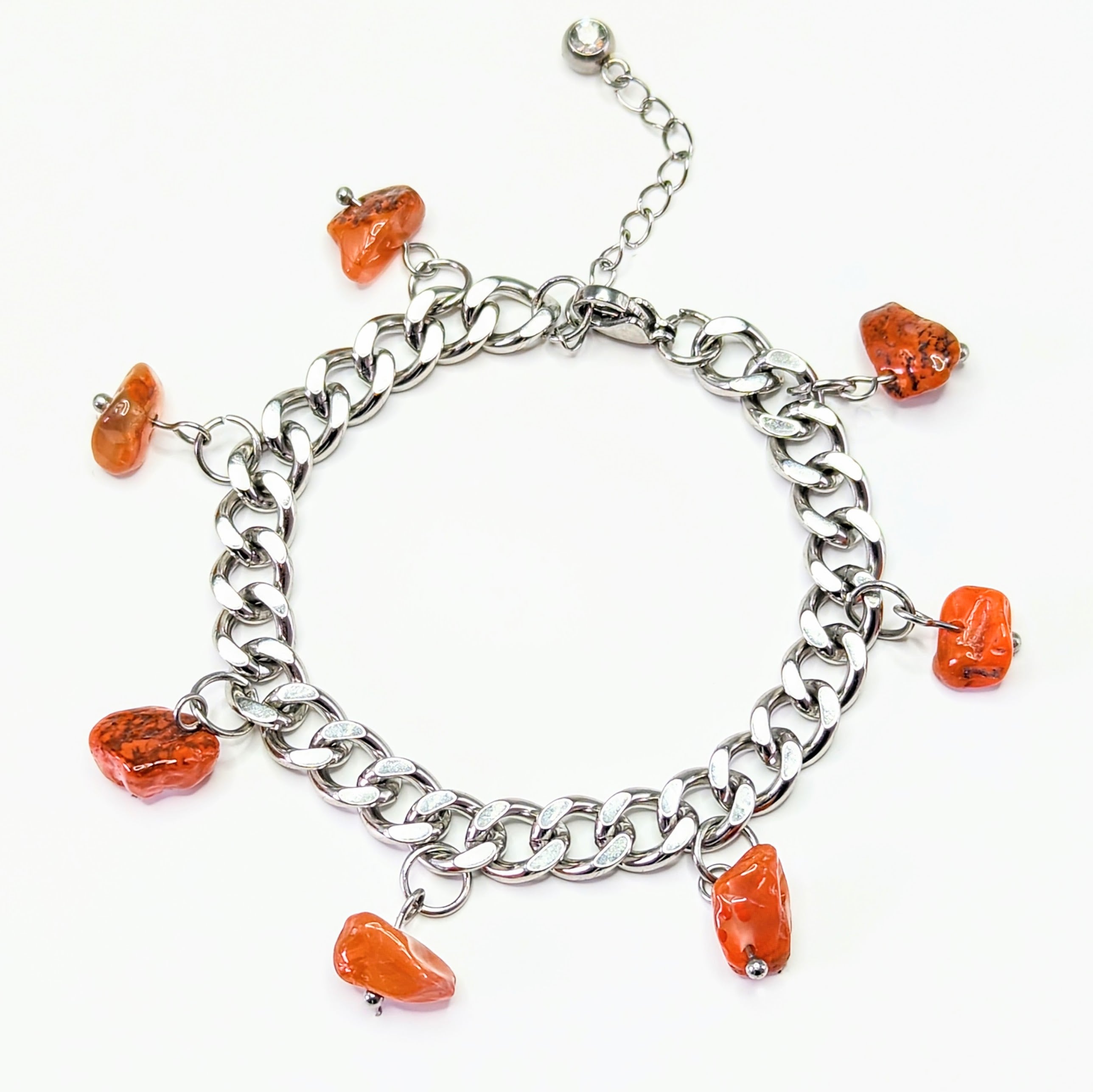 Carnelian 'Heal Me' Crystal Charm Bracelet