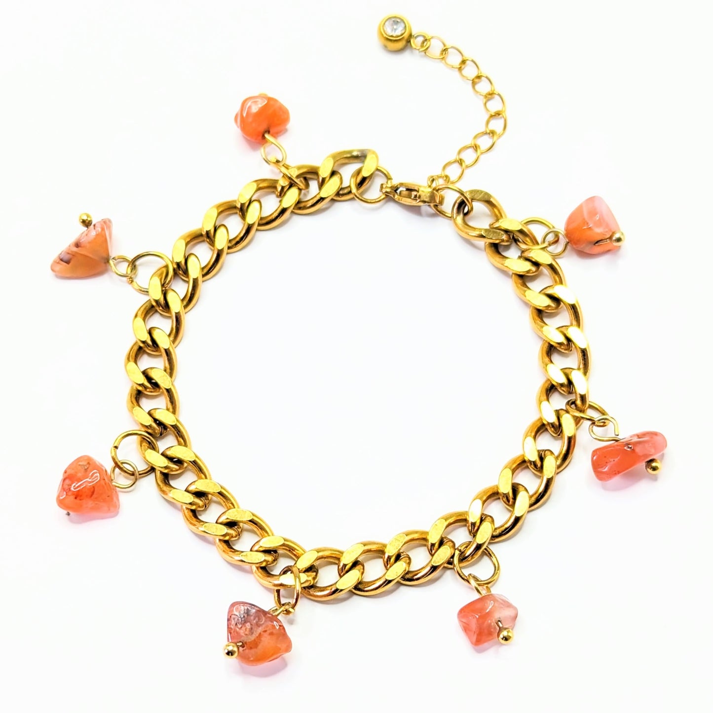 Carnelian 'Heal Me' Crystal Charm Bracelet