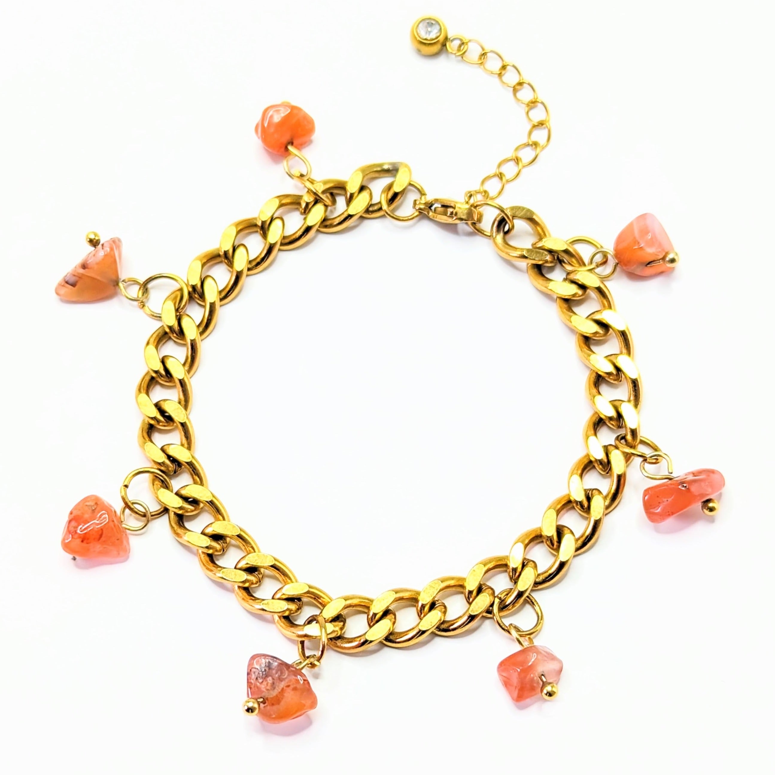 Carnelian 'Heal Me' Crystal Charm Bracelet