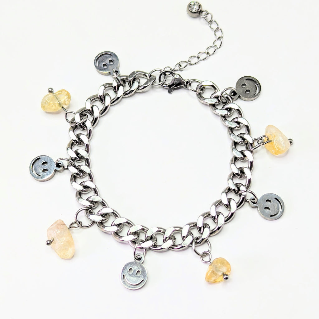 Citrine Smile 'Heal Me' Crystal Charm Bracelet