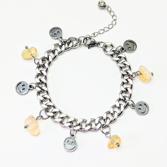 Citrine Smile 'Heal Me' Crystal Charm Bracelet