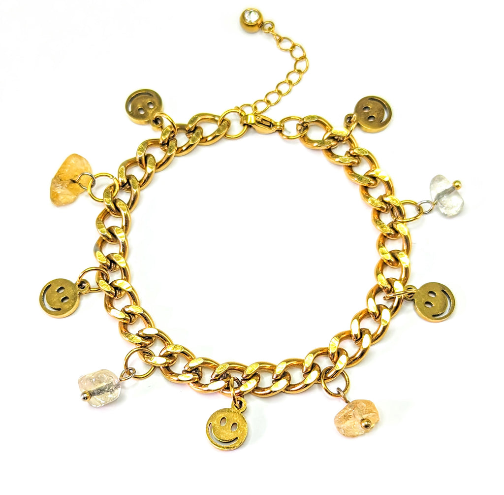 Citrine Smile 'Heal Me' Crystal Charm Bracelet