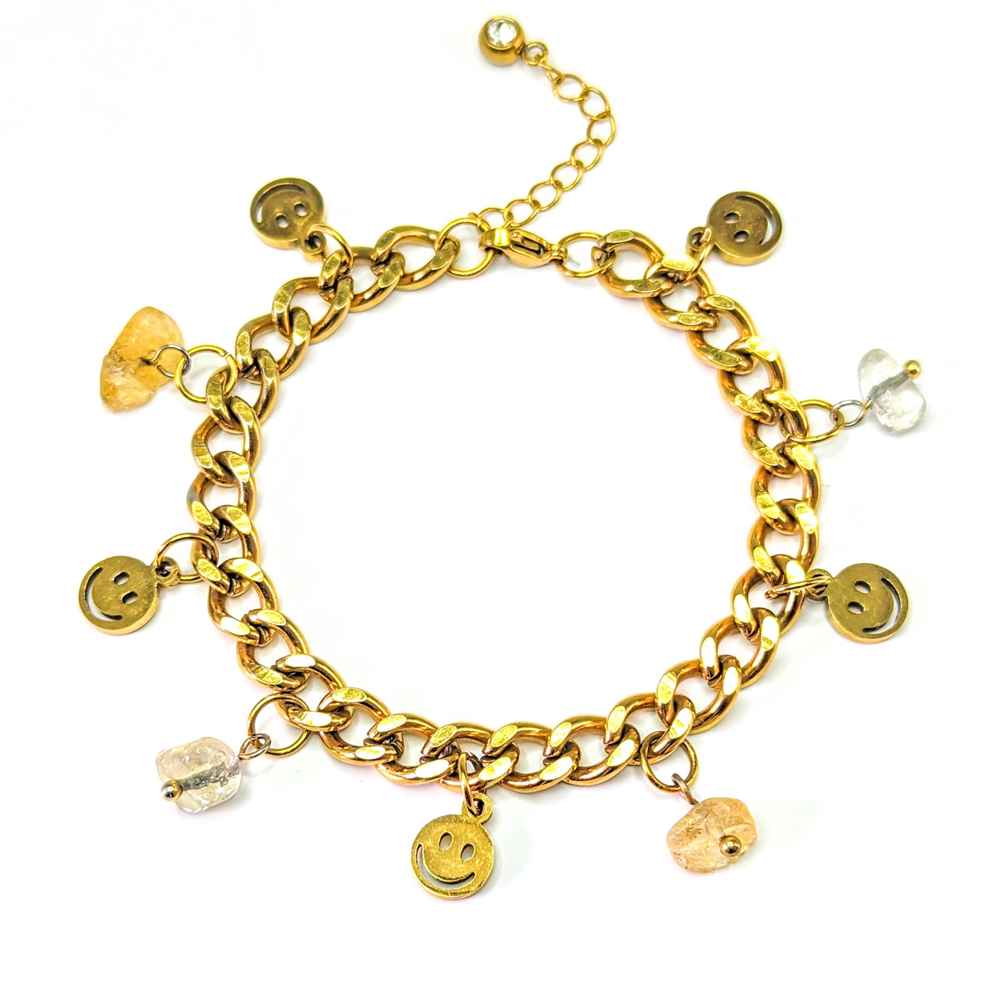Citrine Smile 'Heal Me' Crystal Charm Bracelet
