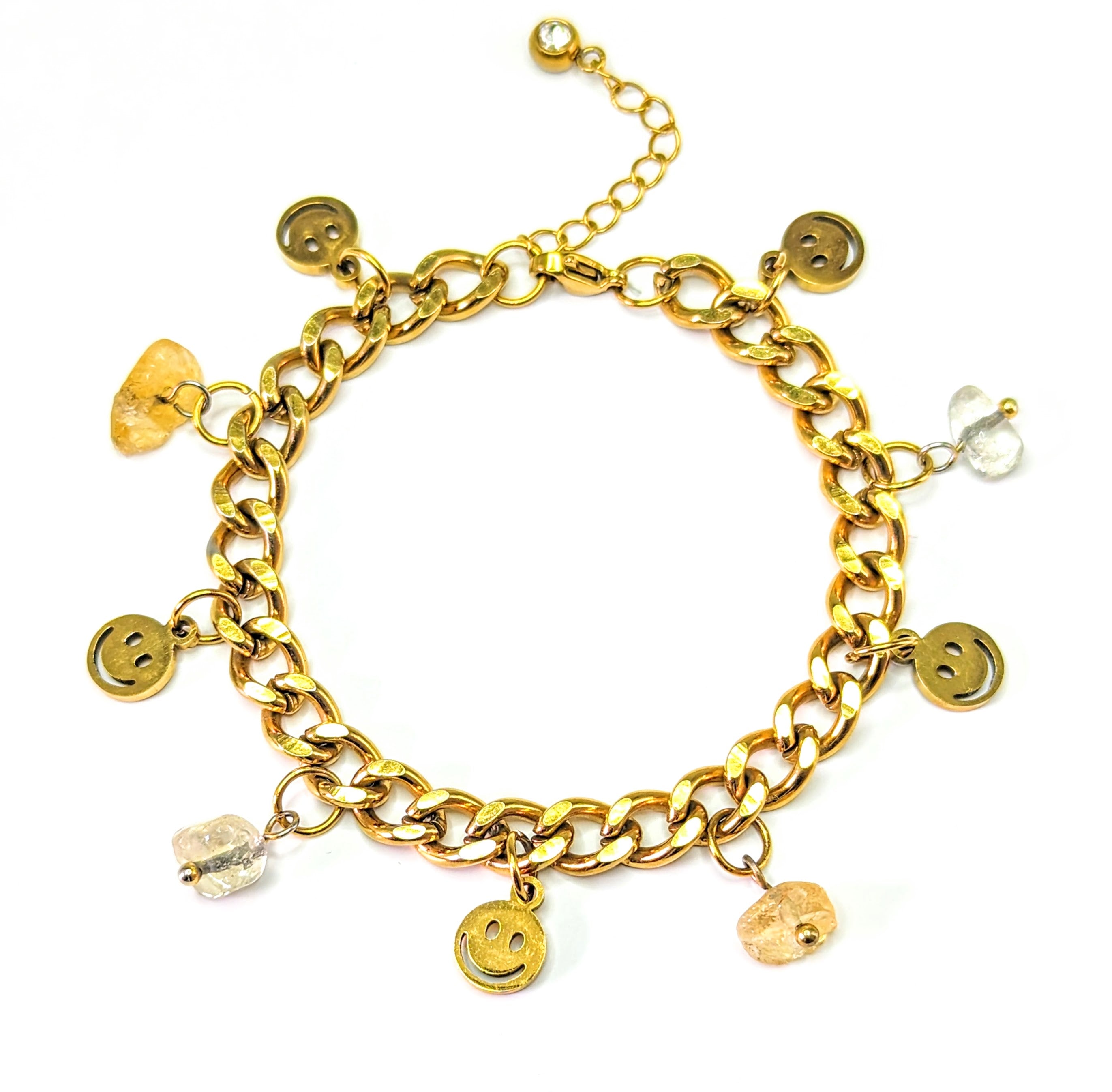 Citrine Smile 'Heal Me' Crystal Charm Bracelet