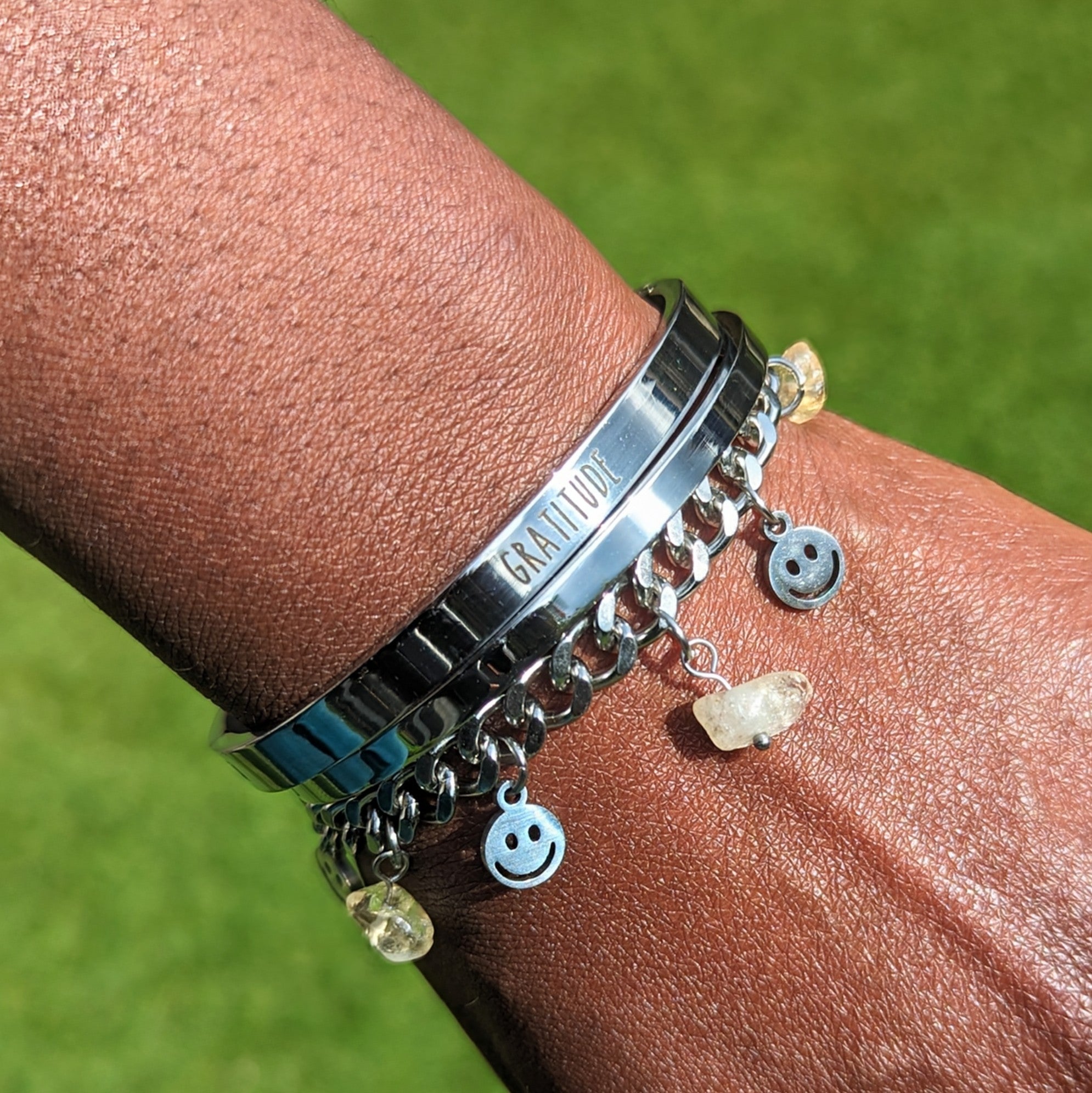 Citrine Smile 'Heal Me' Crystal Charm Bracelet