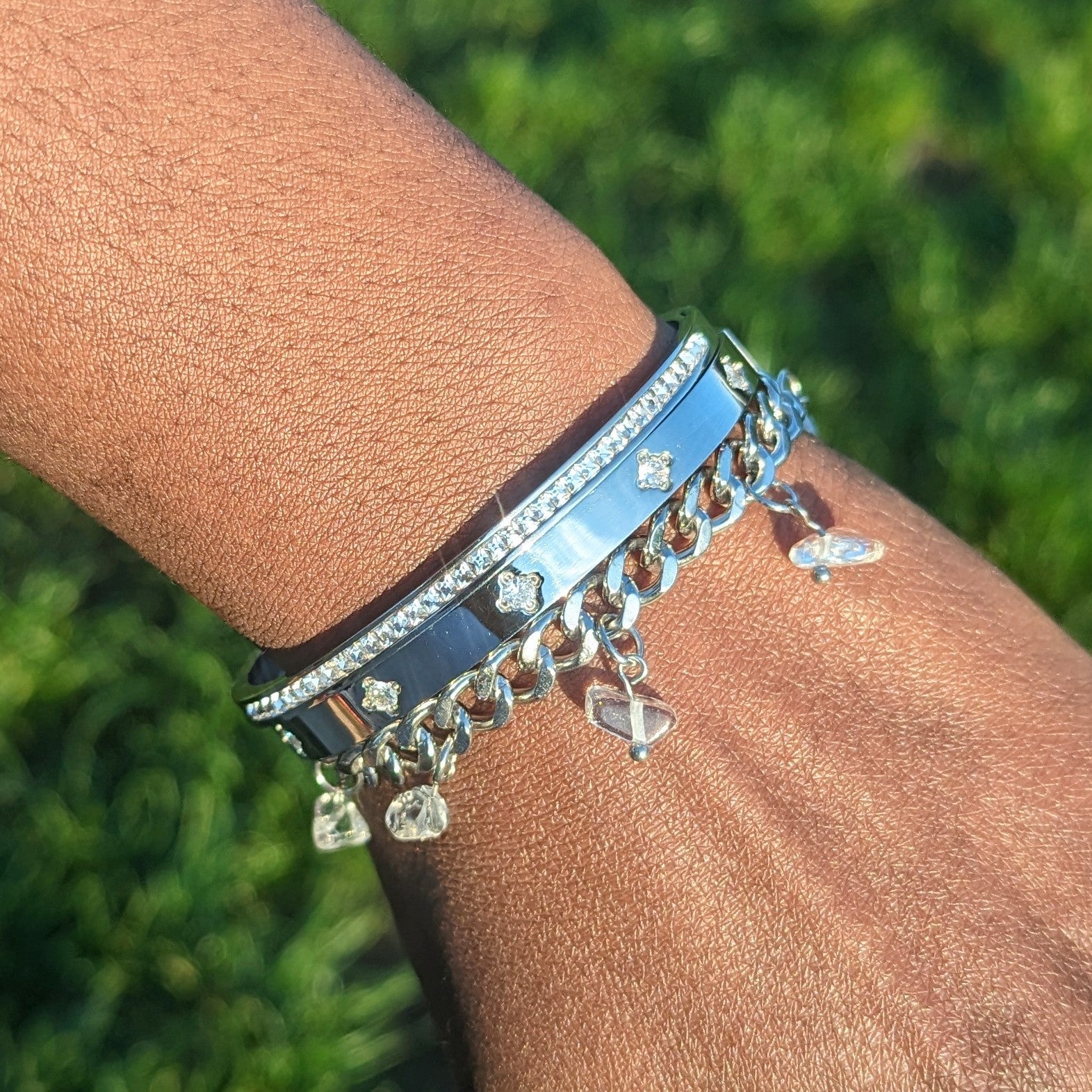 Clear Quartz 'Heal Me' Crystal Charm Bracelet