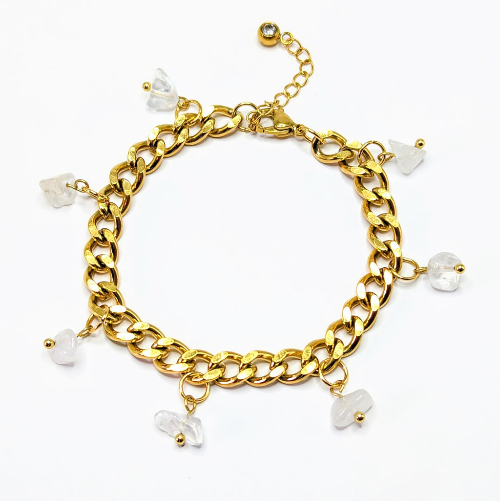 Clear Quartz 'Heal Me' Crystal Charm Bracelet