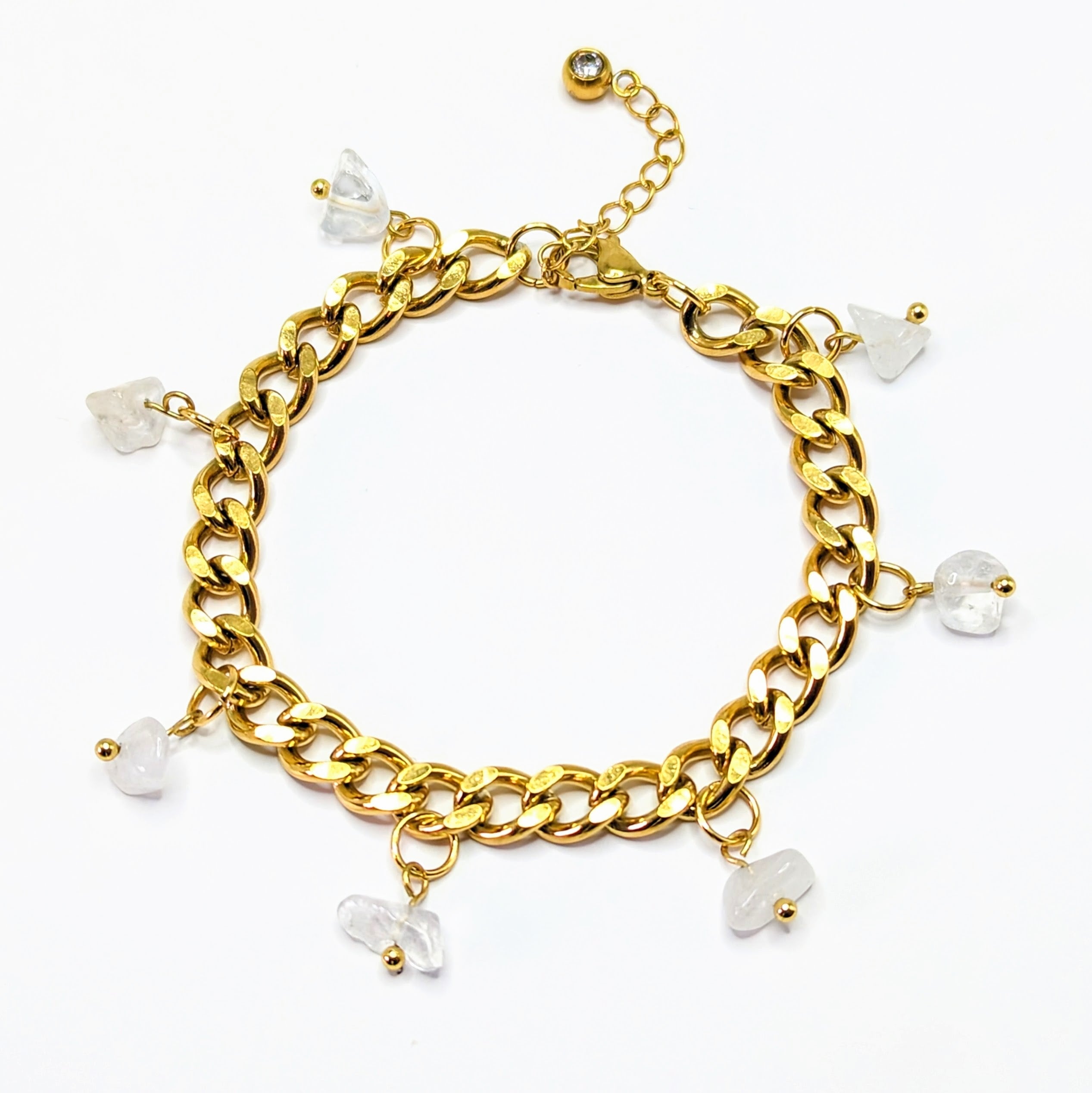 Clear Quartz 'Heal Me' Crystal Charm Bracelet