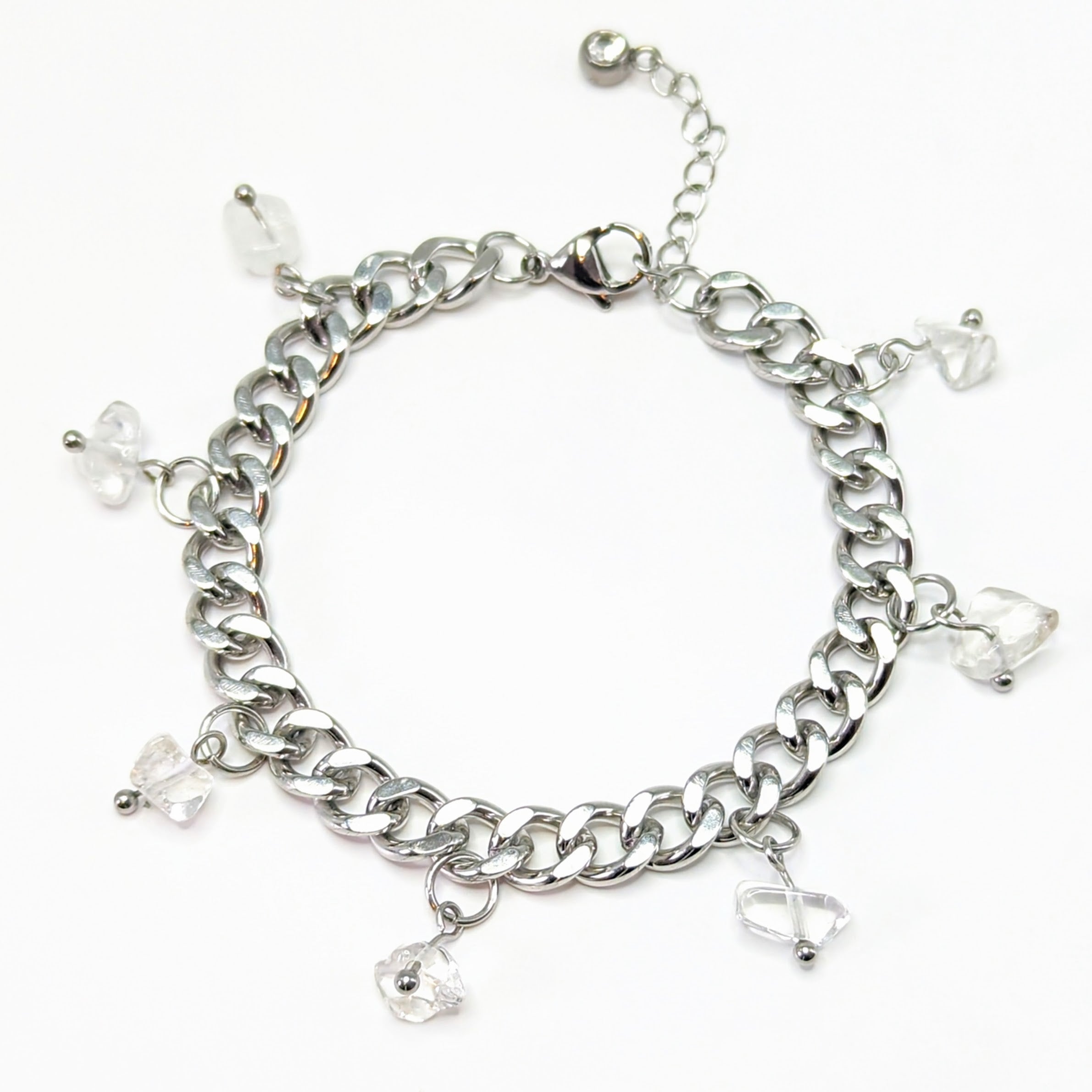 Clear Quartz 'Heal Me' Crystal Charm Bracelet