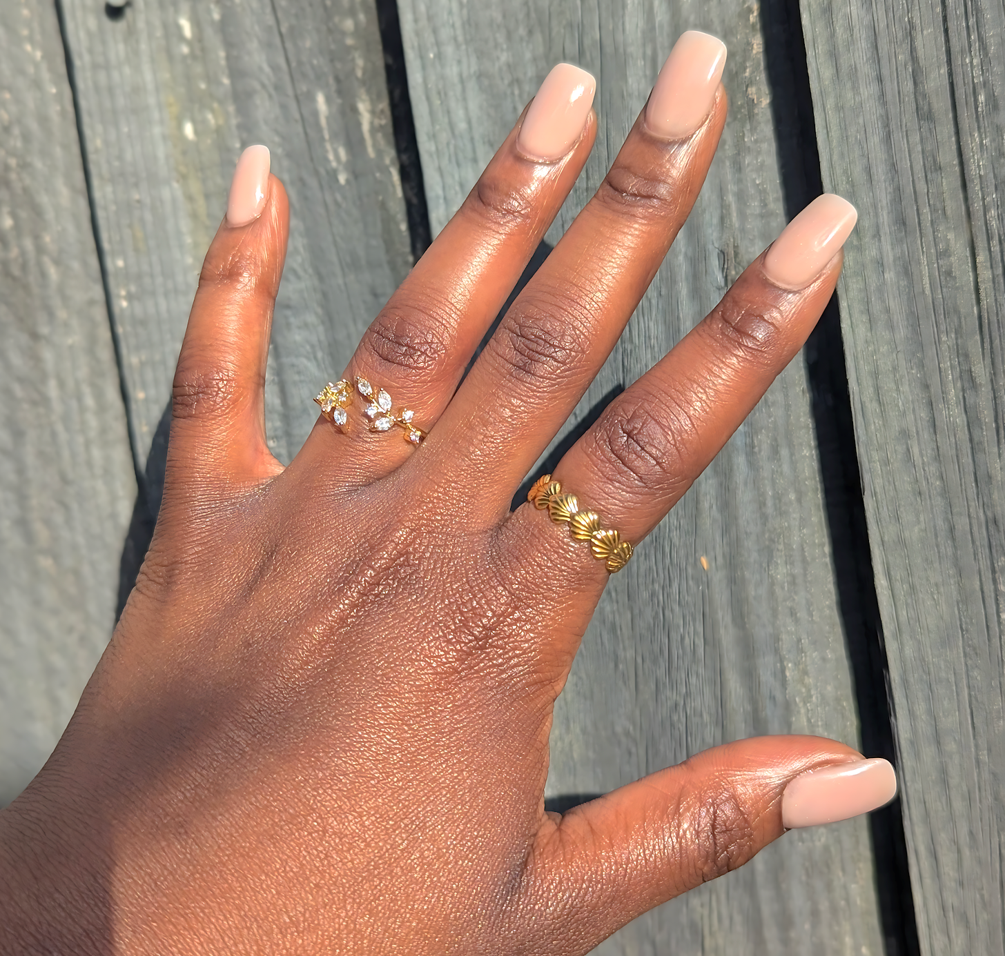 Adjustable 'Beach Please' Shell Ring