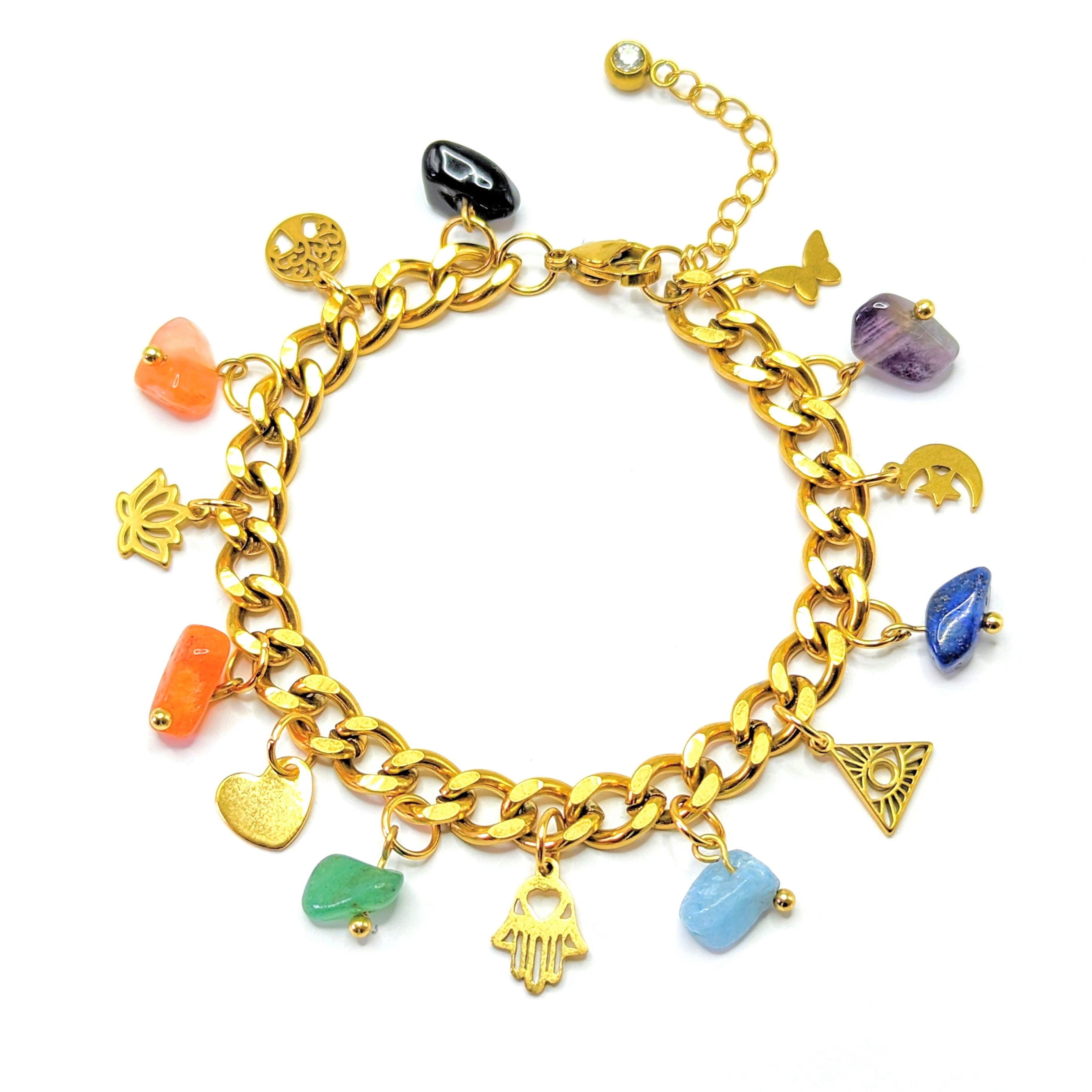 Deluxe Chakra Balancing 'Heal Me' Crystal Charm Bracelet