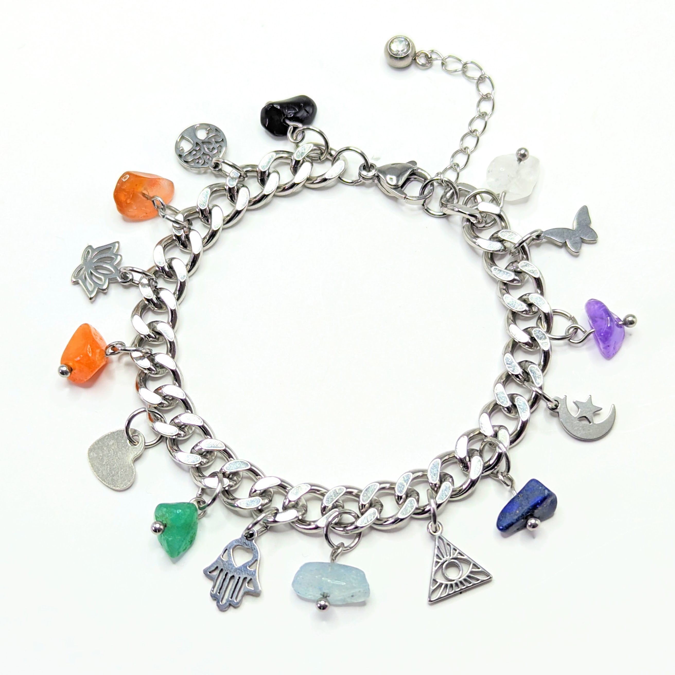 Deluxe Chakra Balancing 'Heal Me' Crystal Charm Bracelet