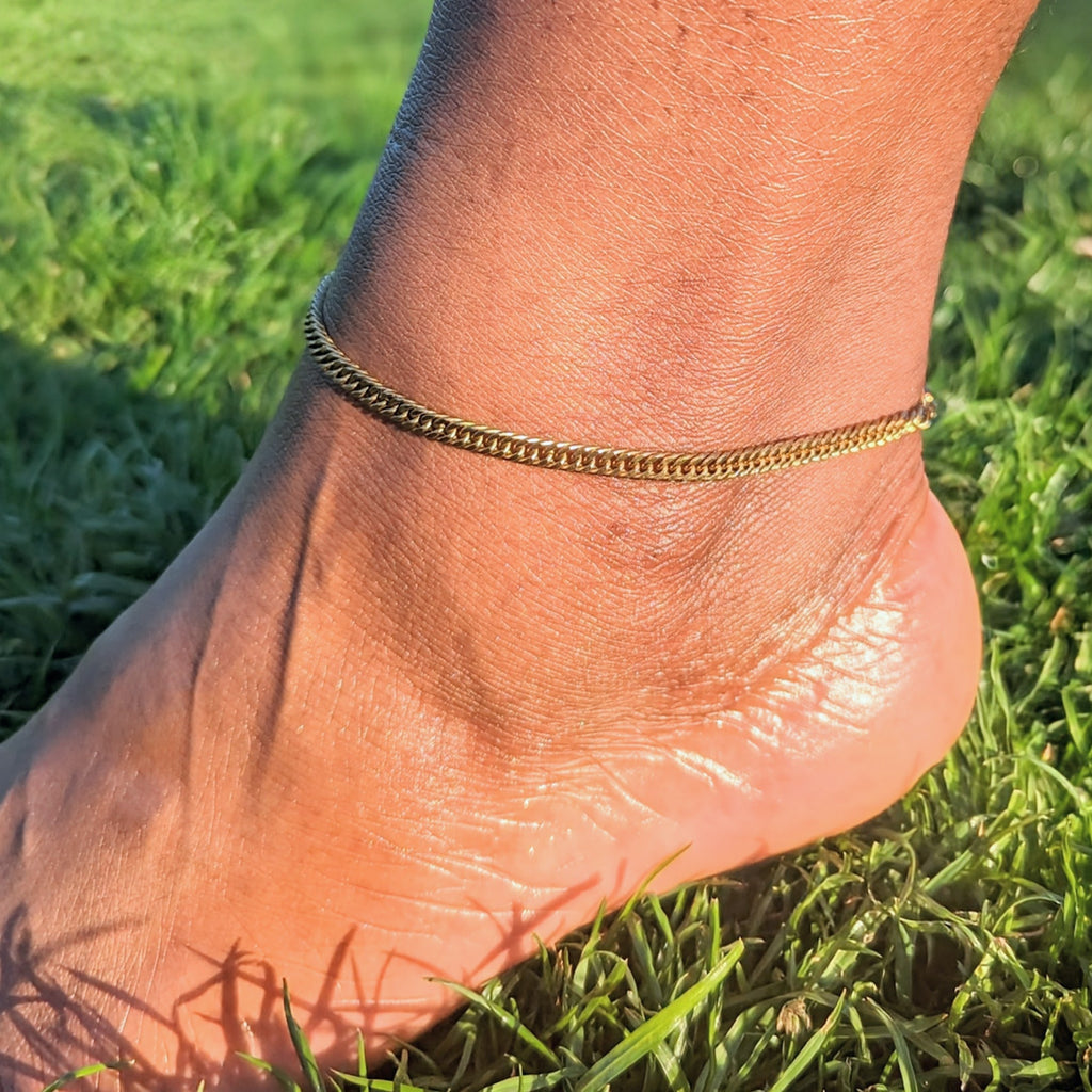 Diamond Curb Chain Waterproof Anklet