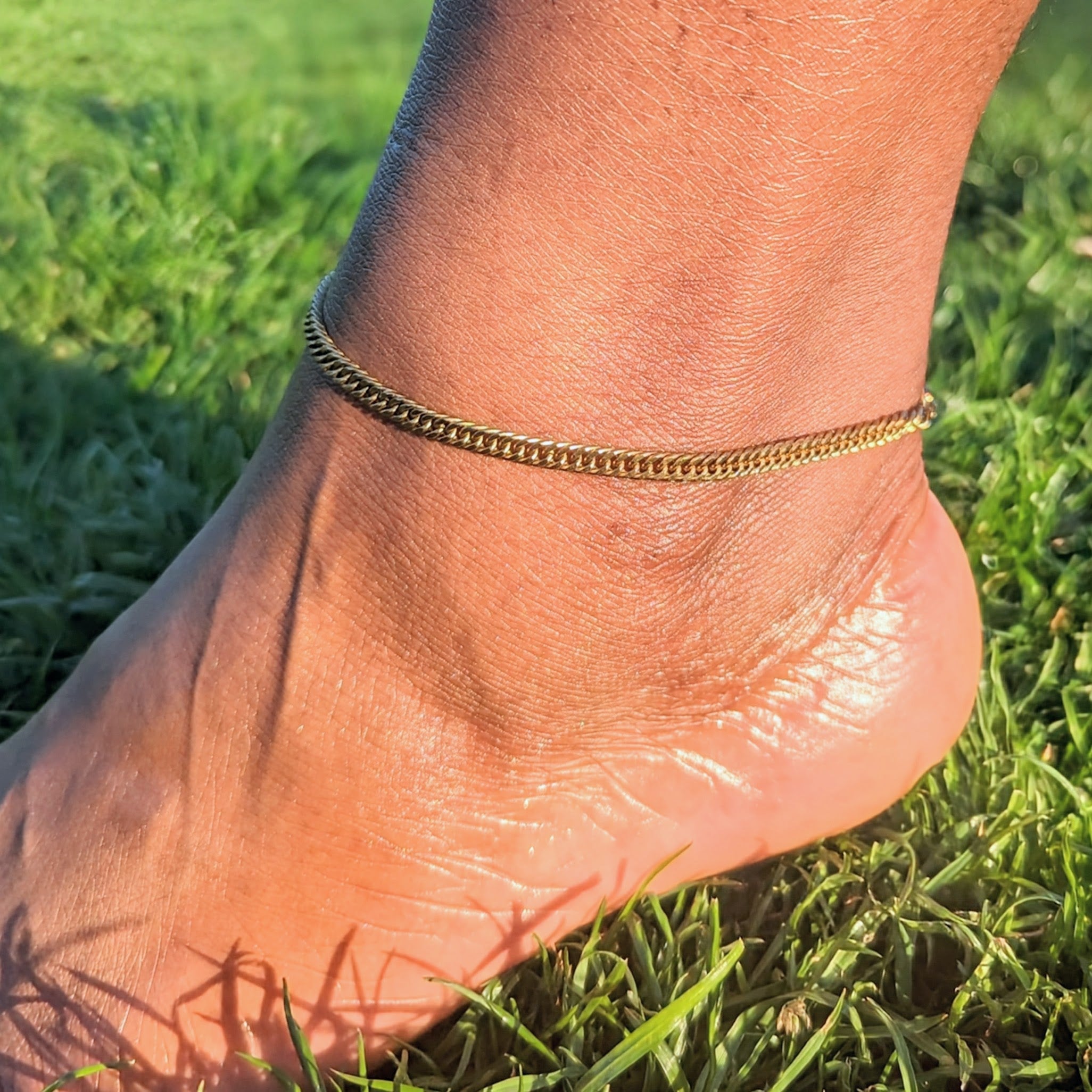 Diamond Curb Chain Waterproof Anklet
