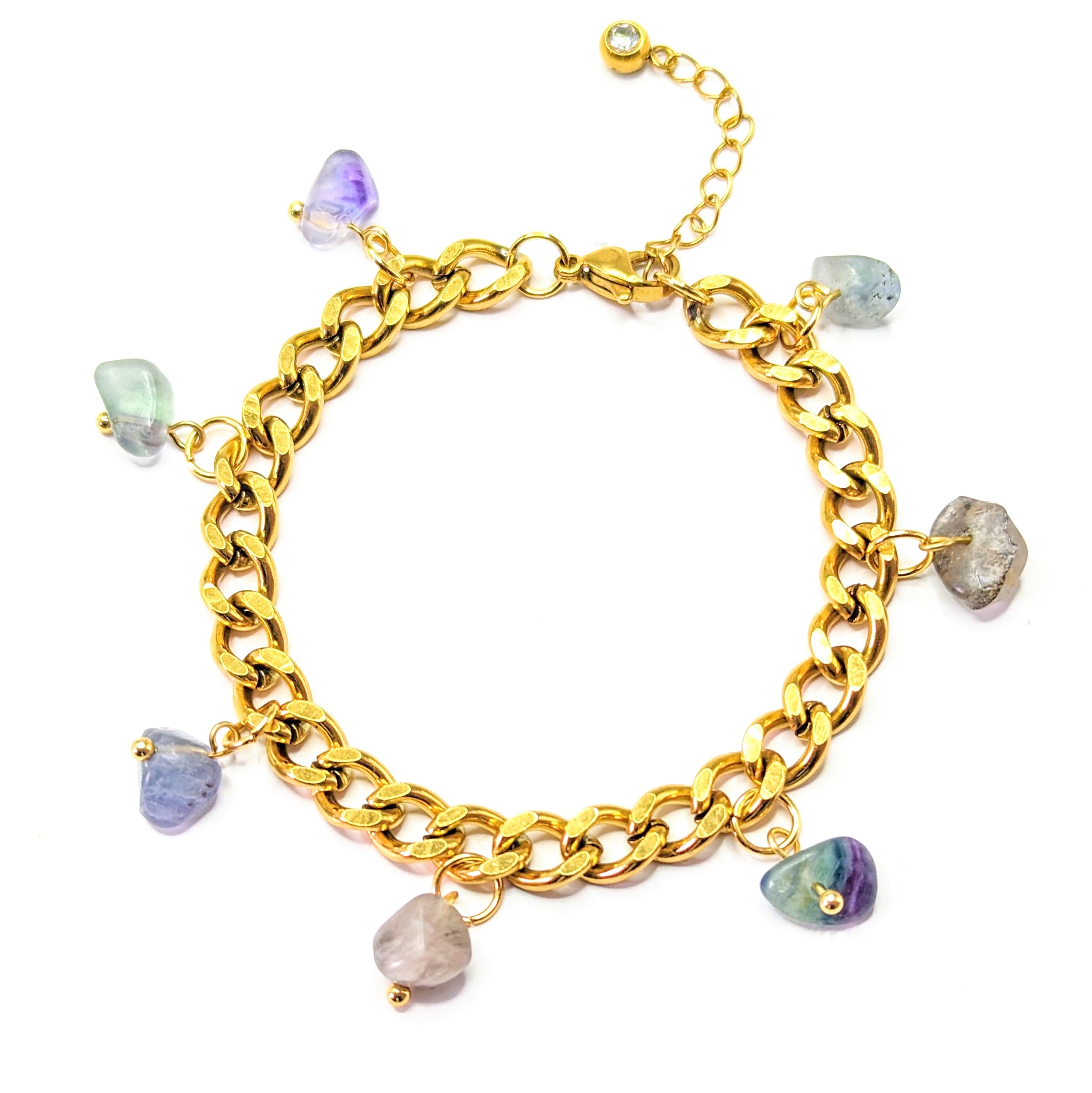 Fluorite 'Heal Me' Crystal Charm Bracelet