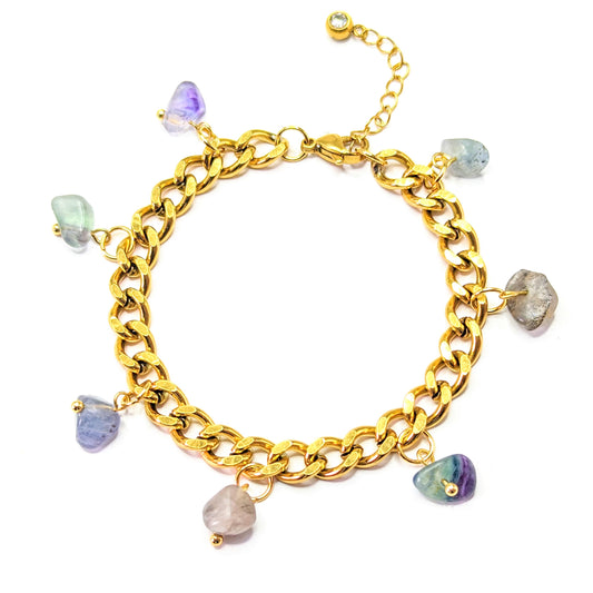 Fluorite 'Heal Me' Crystal Charm Bracelet