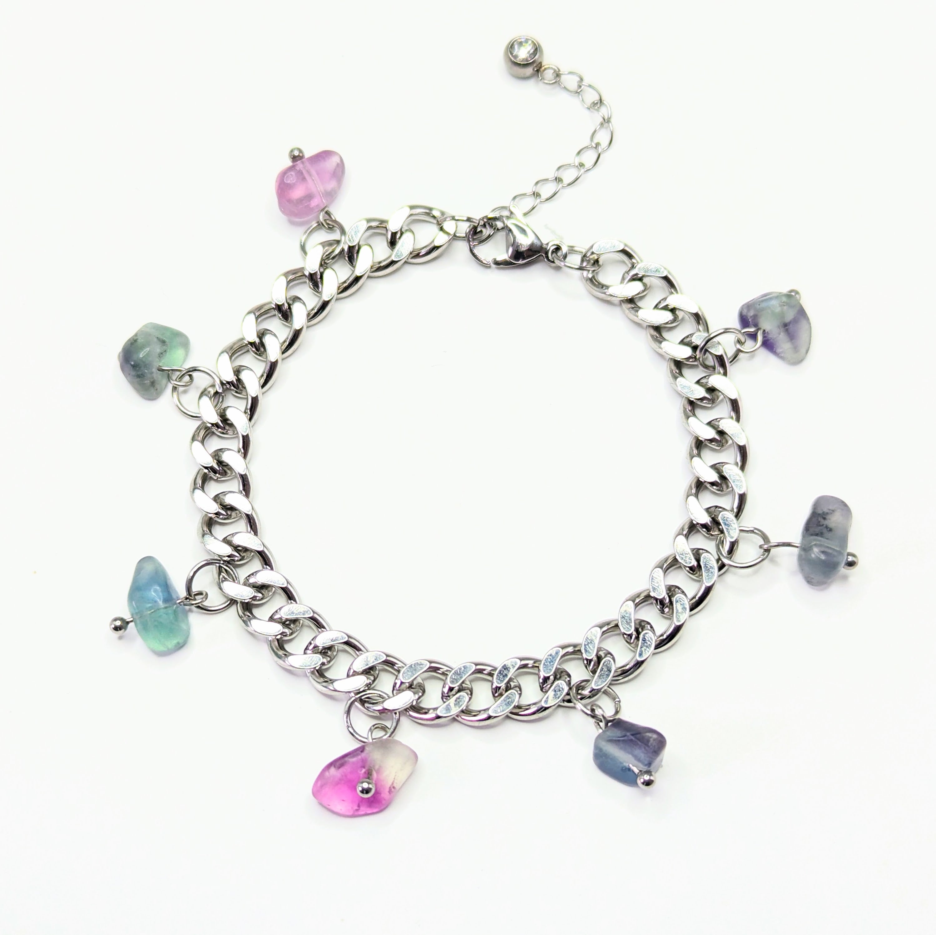 Fluorite 'Heal Me' Crystal Charm Bracelet