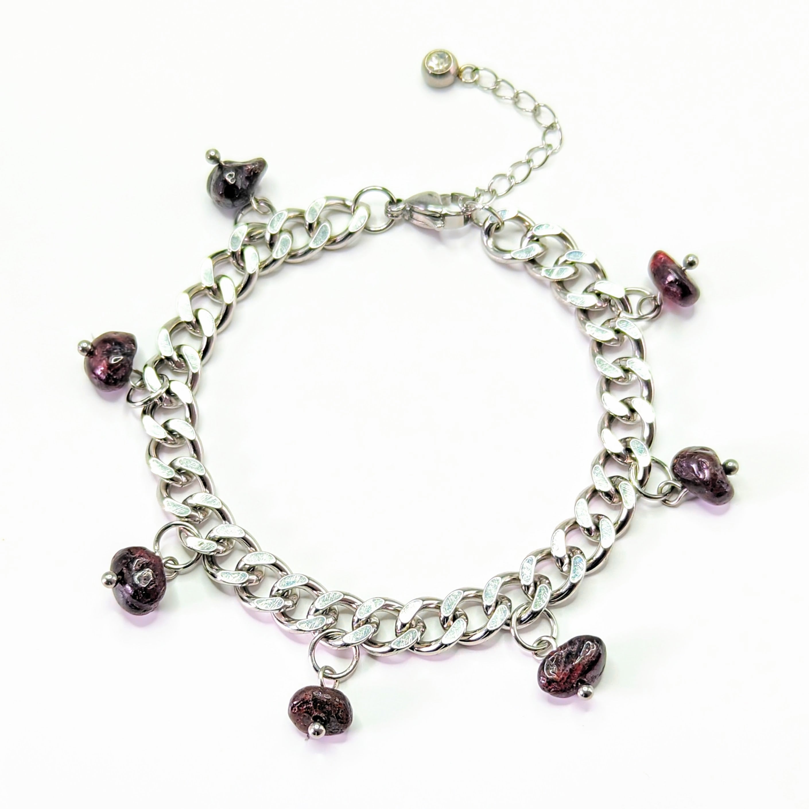 Garnet 'Heal Me' Crystal Charm Bracelet