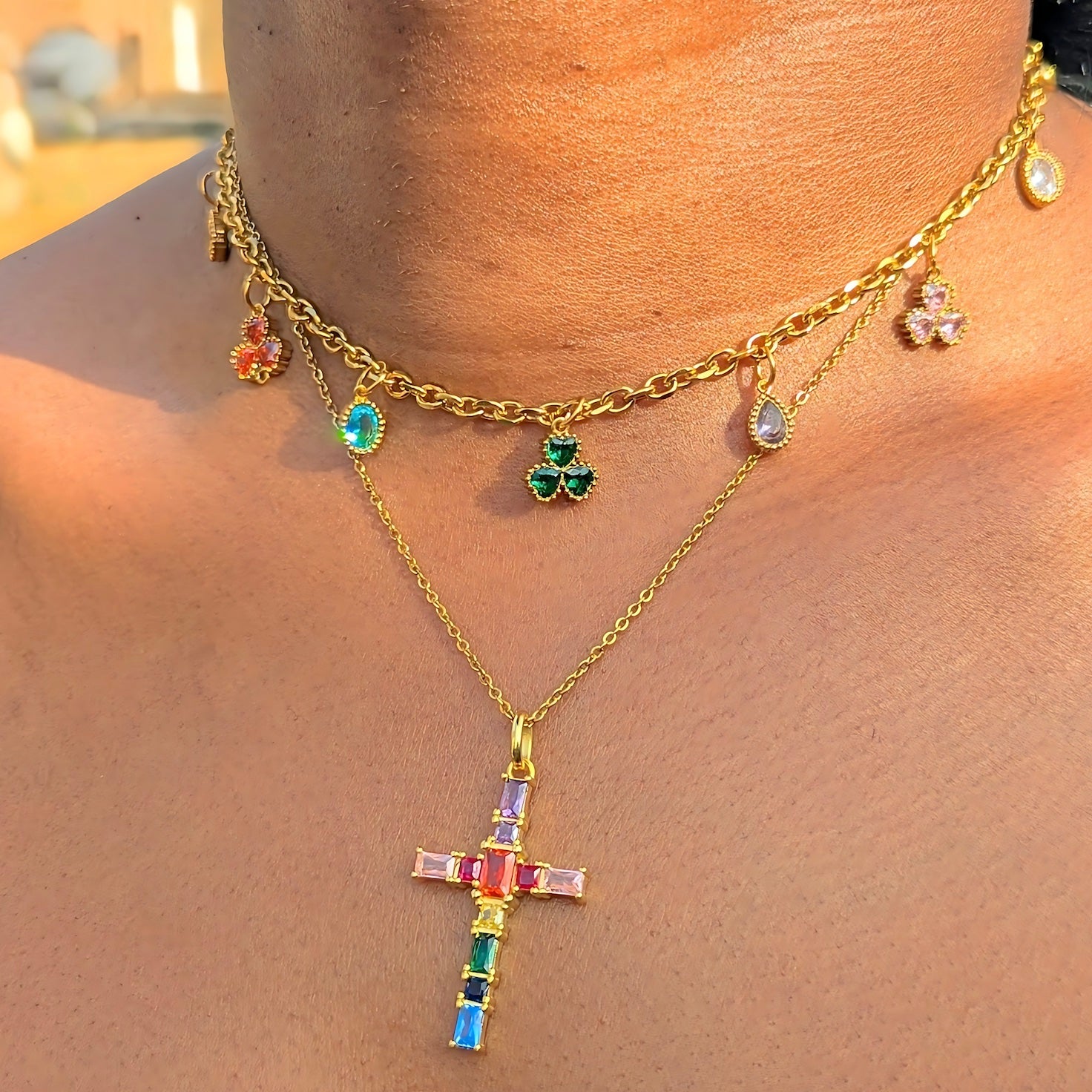 'Glow Getter' Rainbow Charm Necklace