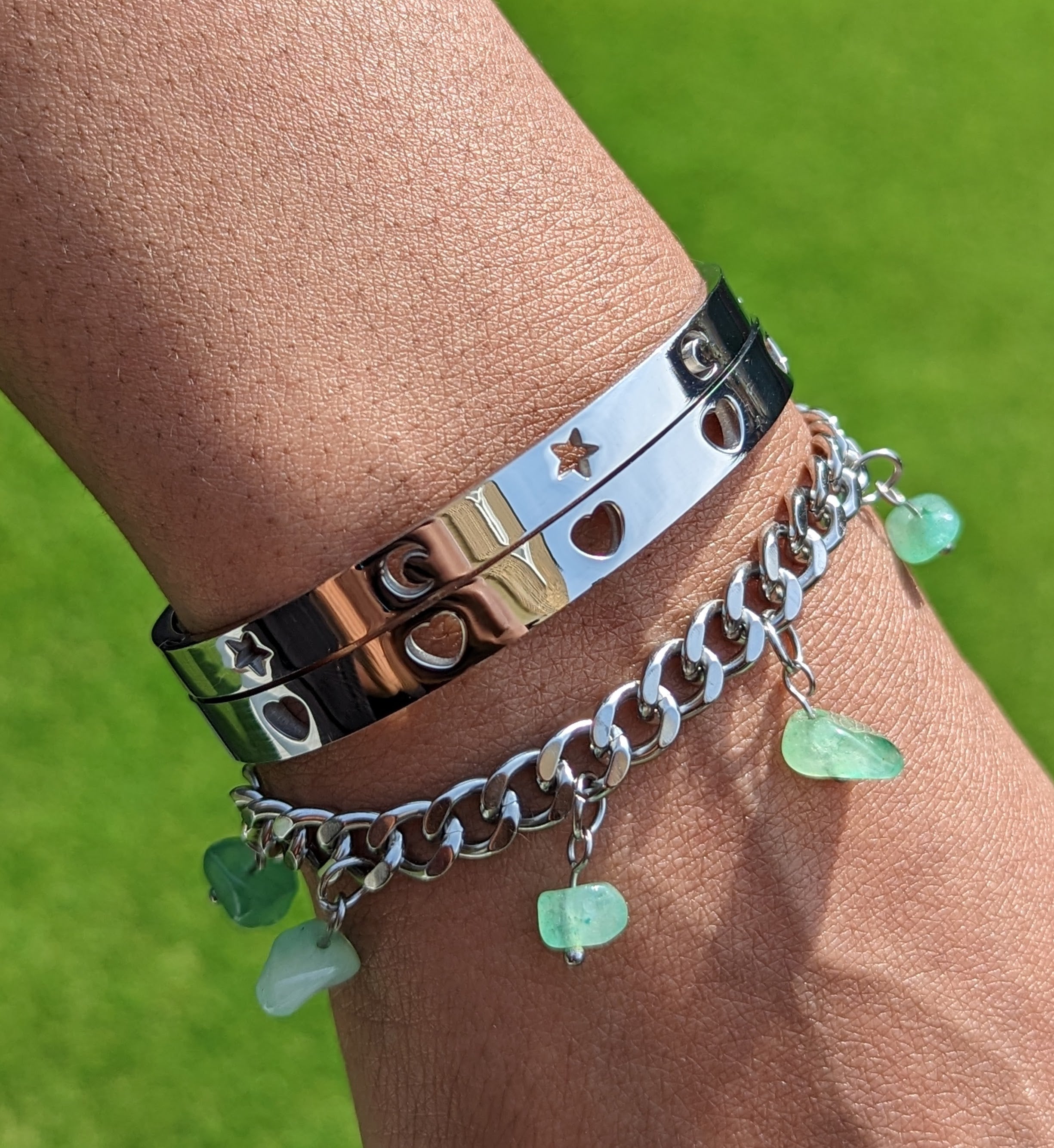 Green Aventurine 'Heal Me' Crystal Charm Bracelet