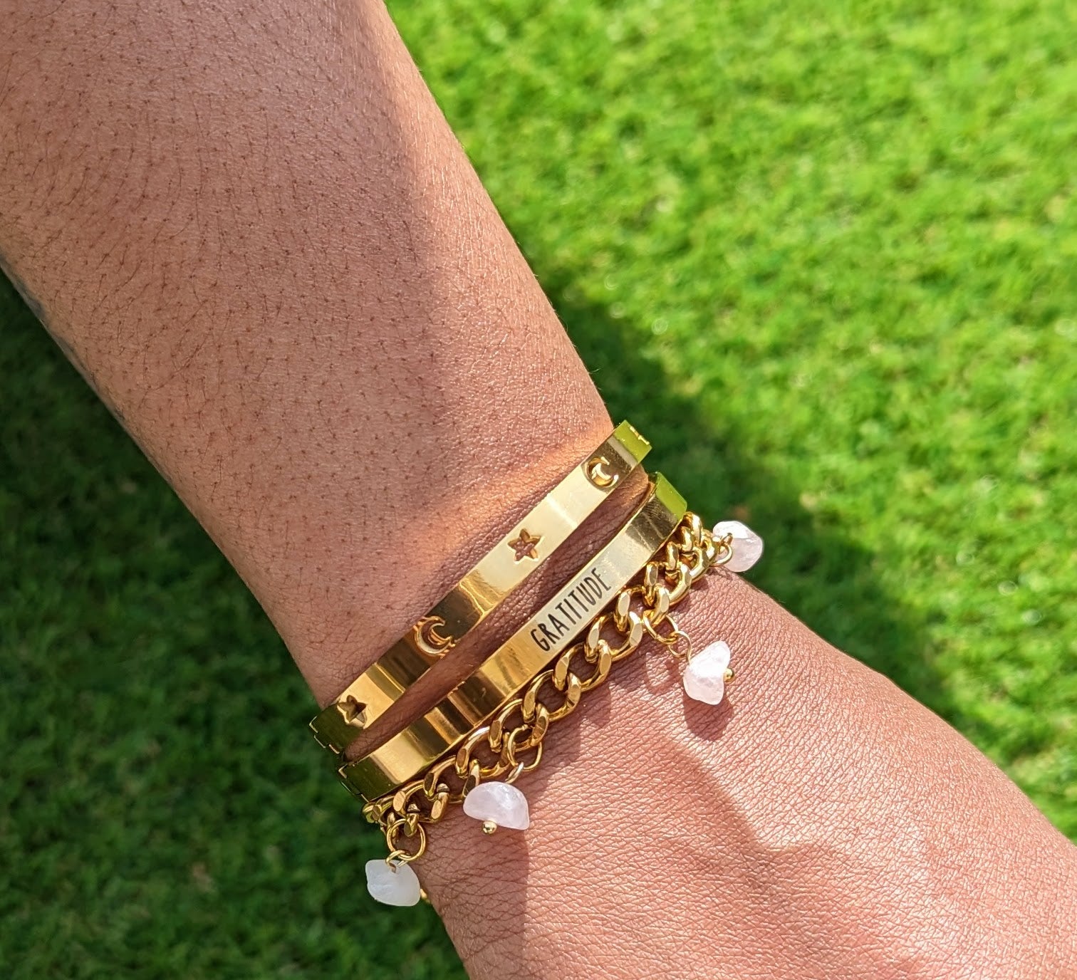 Rose Quartz 'Heal Me' Crystal Charm Bracelet
