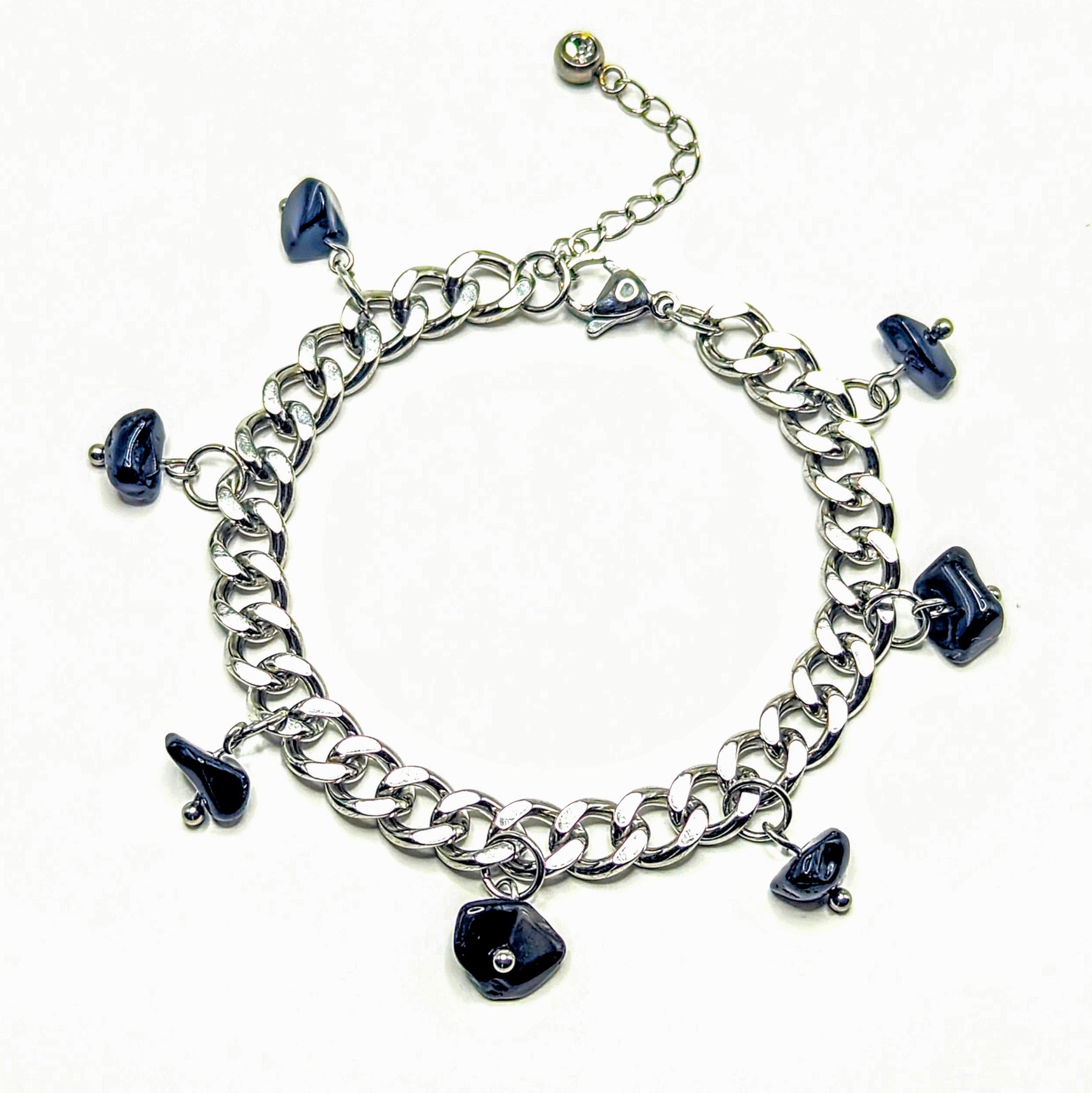 Obsidian 'Heal Me' Crystal Charm Bracelet