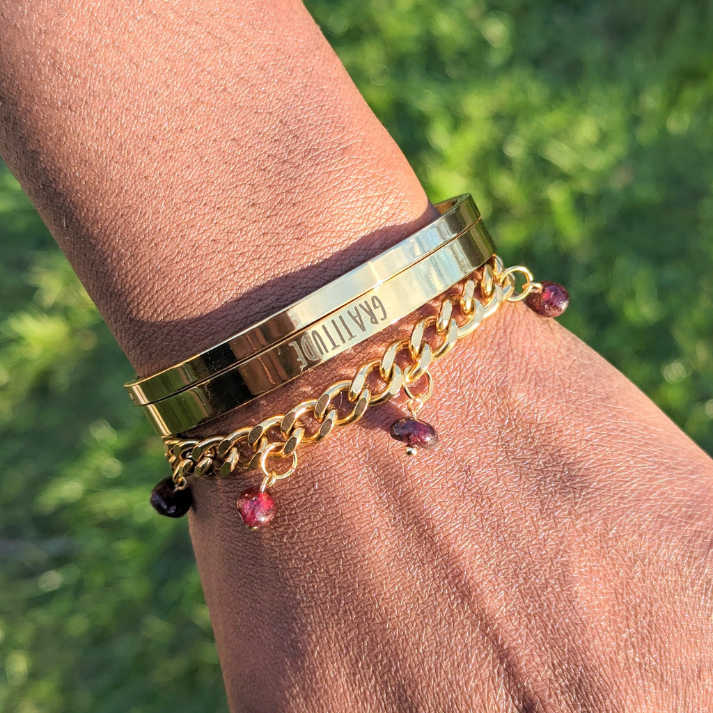 Garnet 'Heal Me' Crystal Charm Bracelet