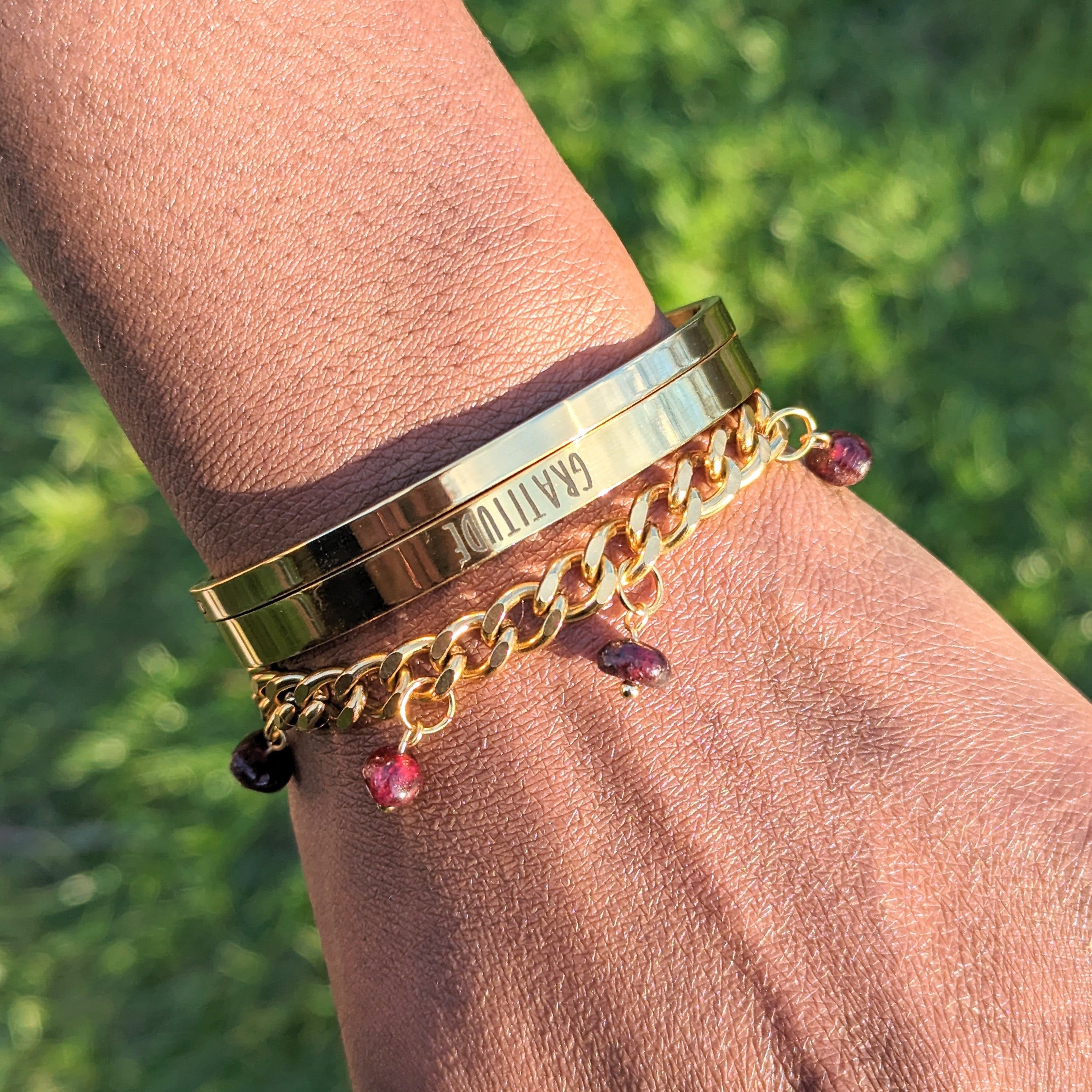 Garnet 'Heal Me' Crystal Charm Bracelet