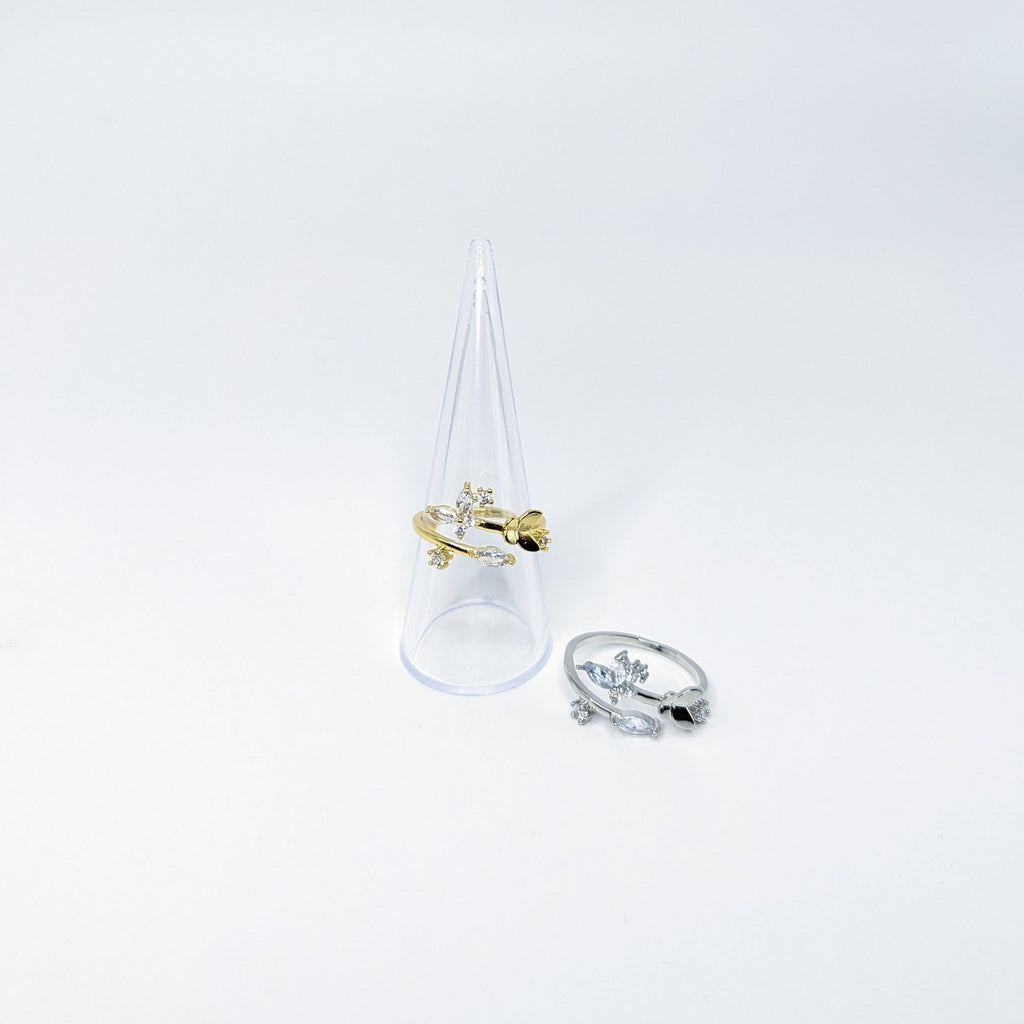 Adjustable Butterfly Crystal Ring