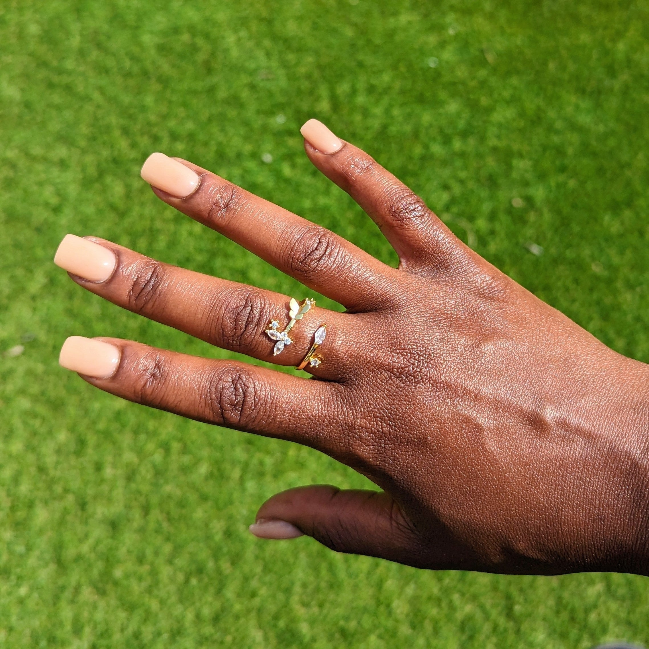Adjustable Butterfly Crystal Ring