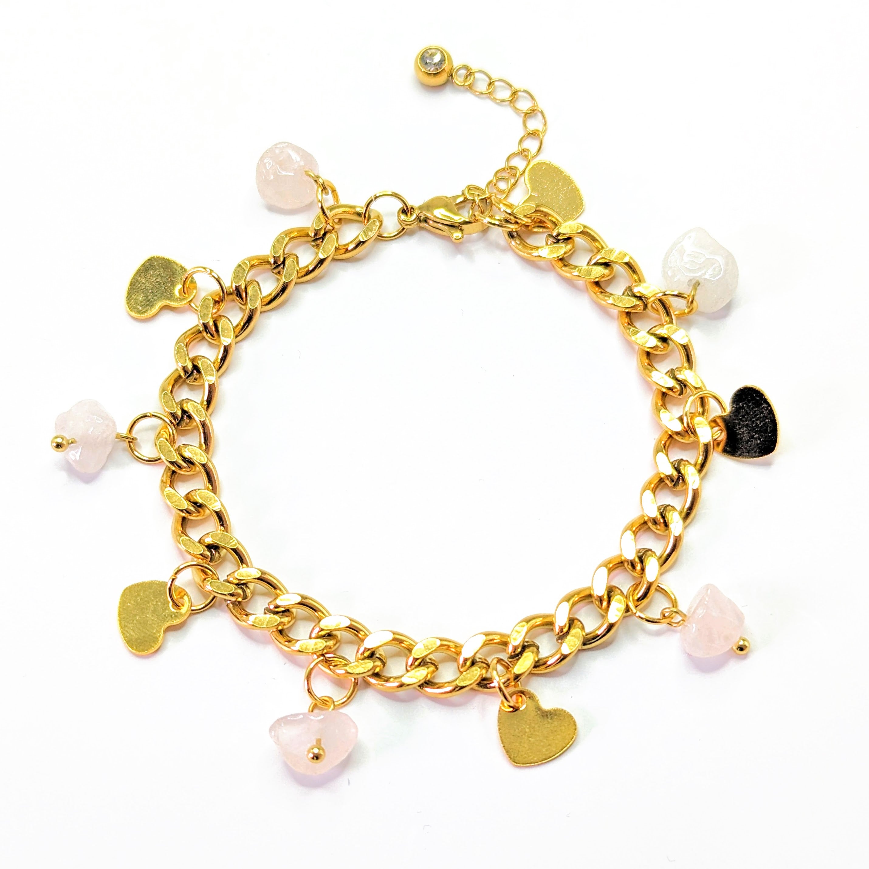 Rose Heart 'Heal Me' Crystal Charm Bracelet