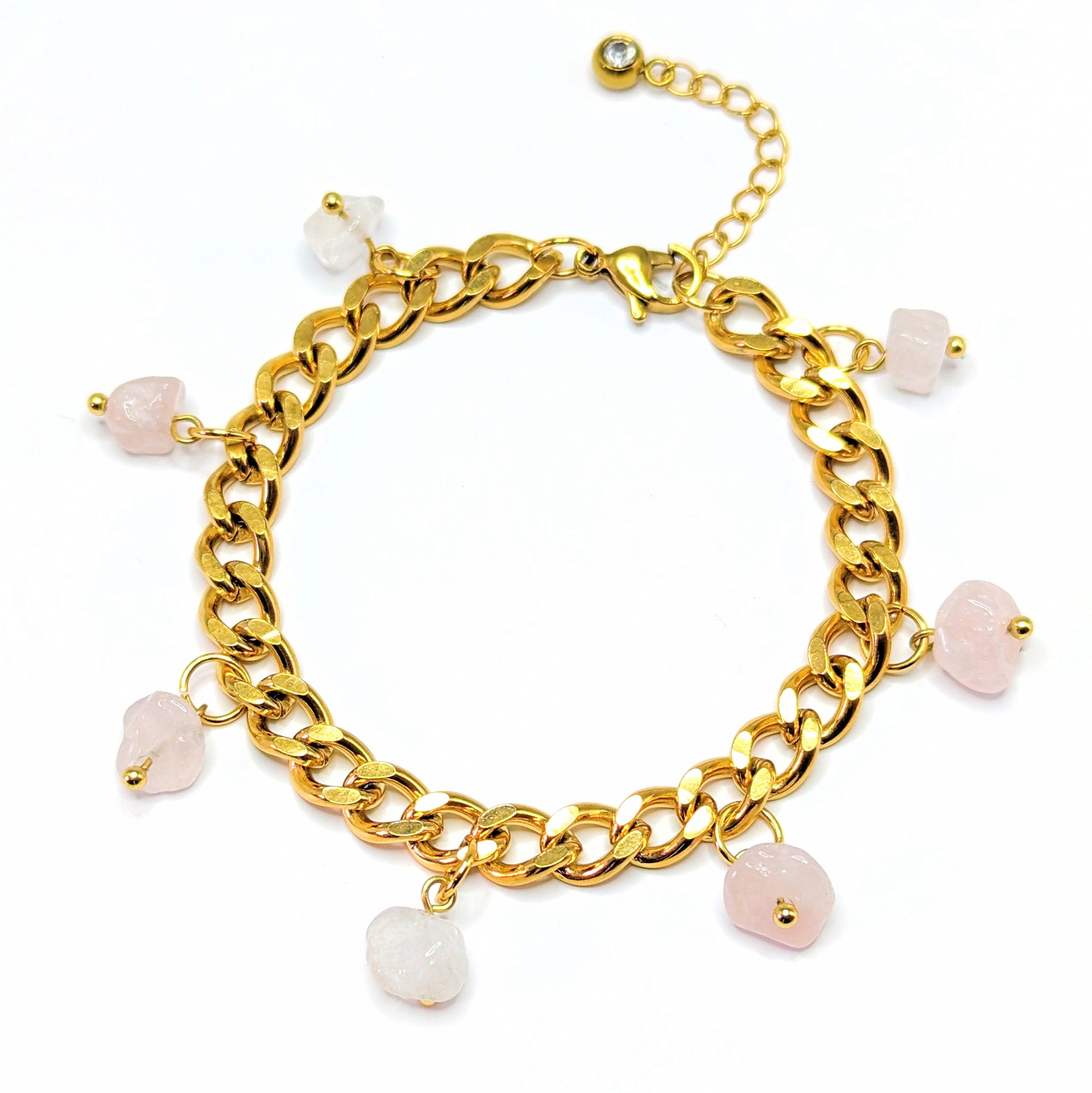 Rose Quartz 'Heal Me' Crystal Charm Bracelet