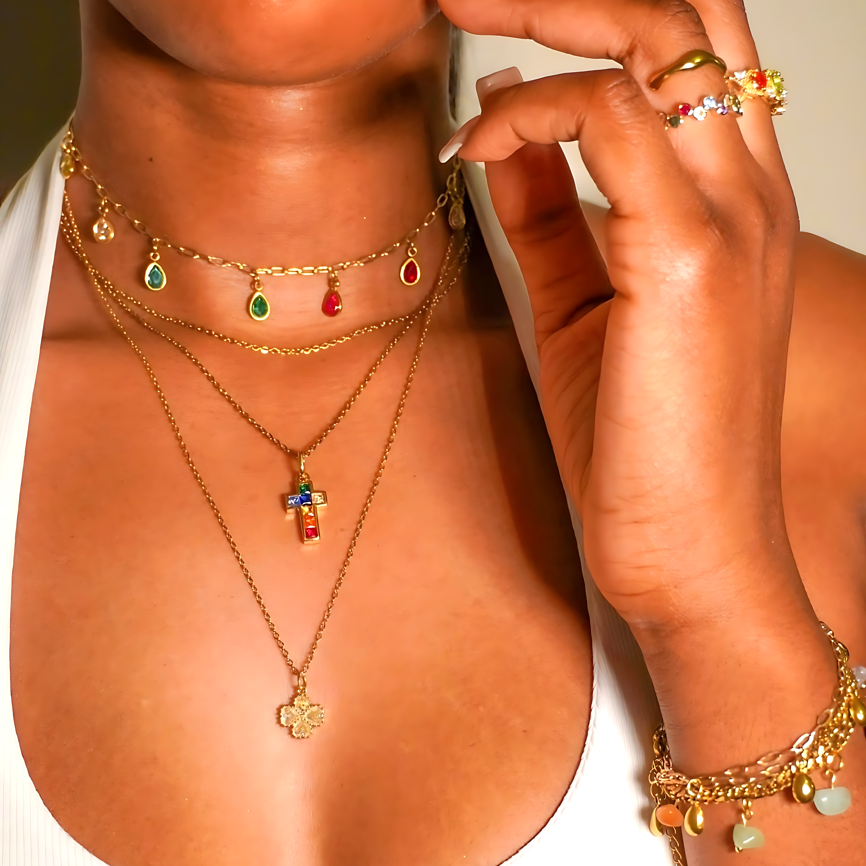 'Good Vibes Only' Chakra-Balancing Charm Bracelet