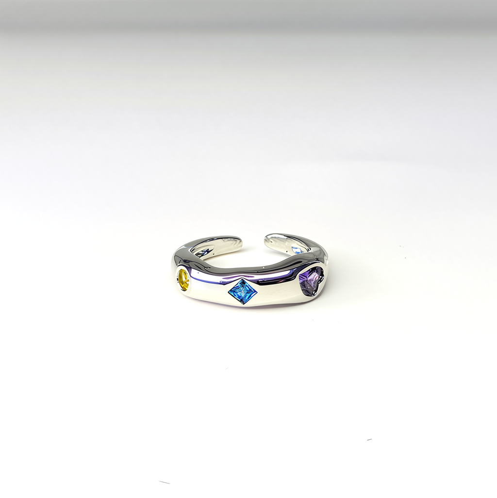 Adjustable 'Rainbow Shapes' Gem Ring