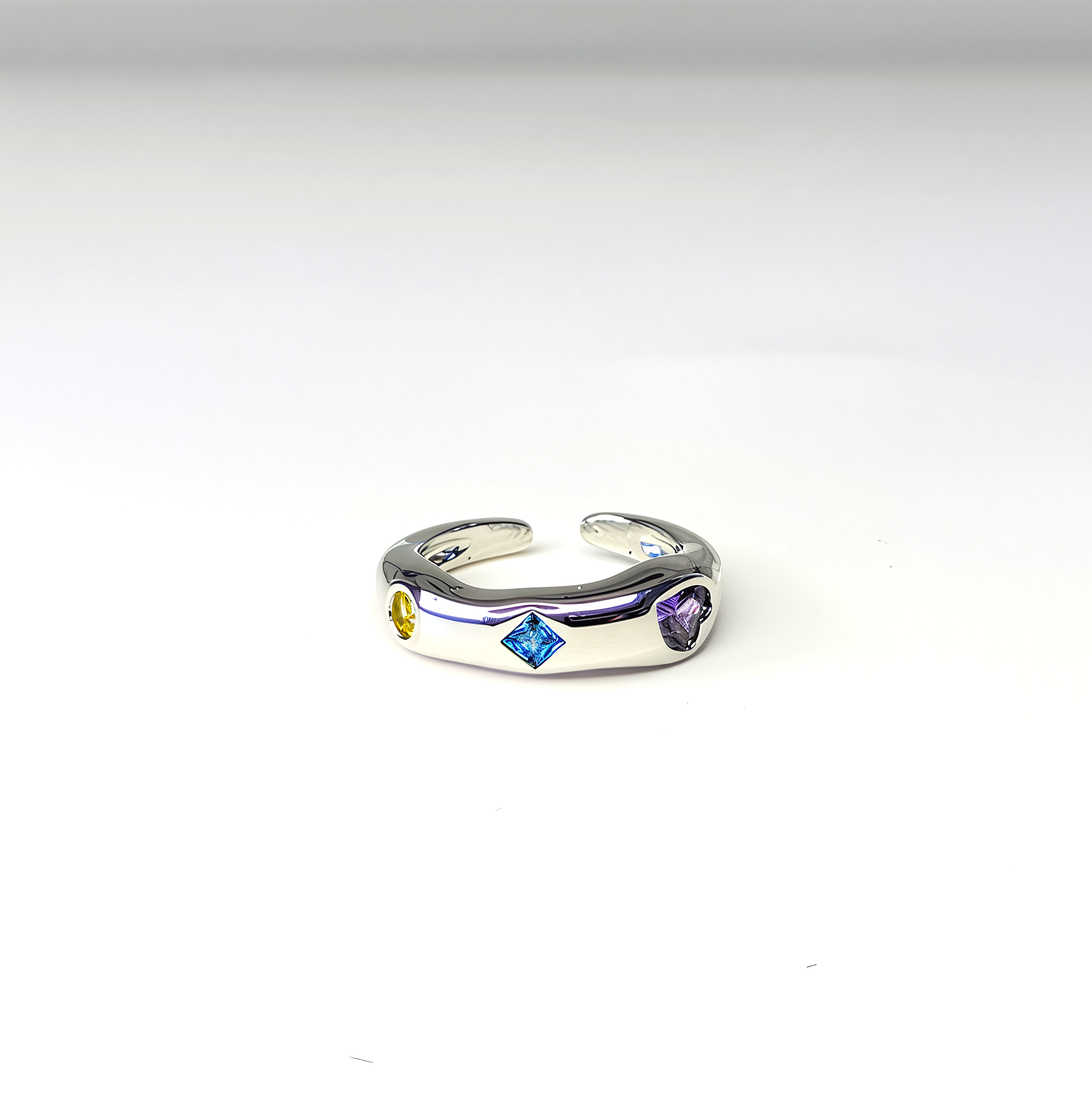 Adjustable 'Rainbow Shapes' Gem Ring