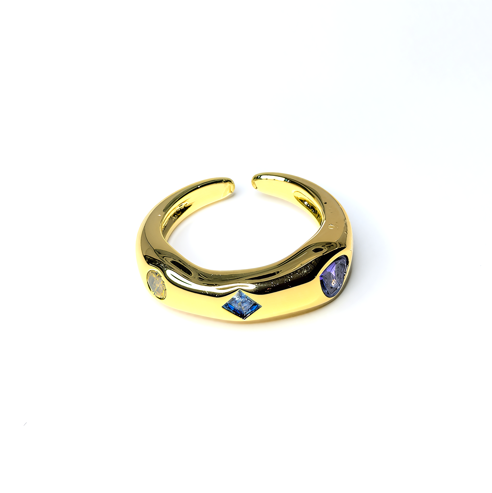 Adjustable 'Rainbow Shapes' Gem Ring