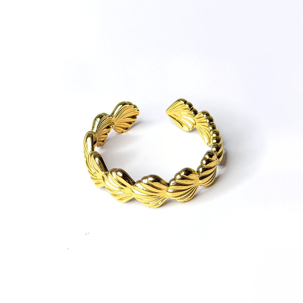 Adjustable 'Beach Please' Shell Ring