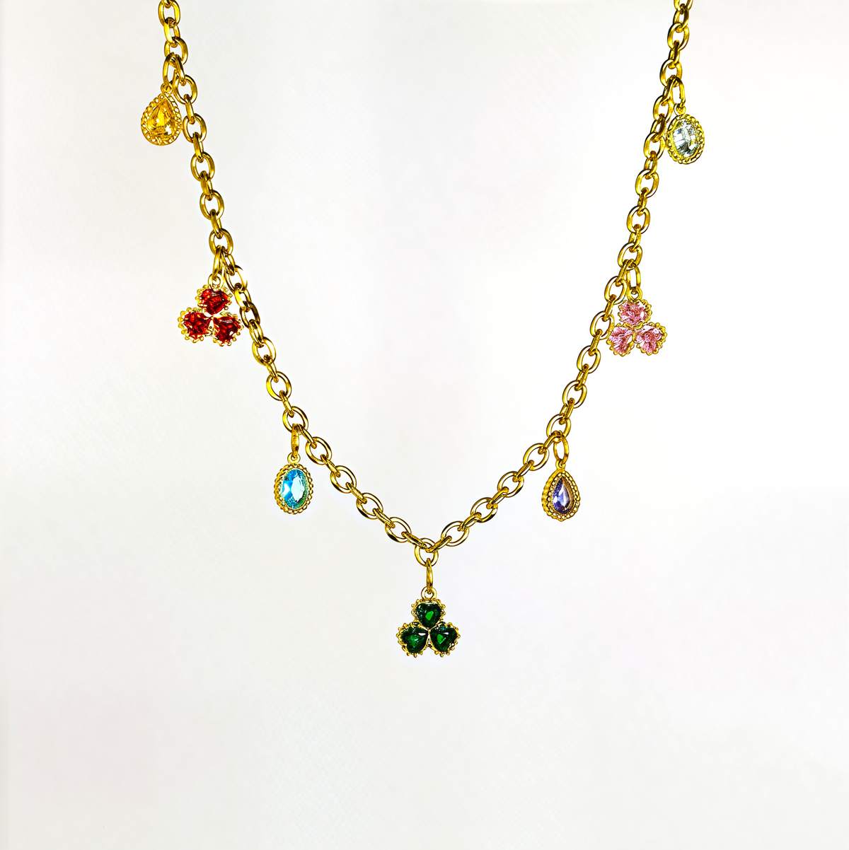 'Glow Getter' Rainbow Charm Necklace